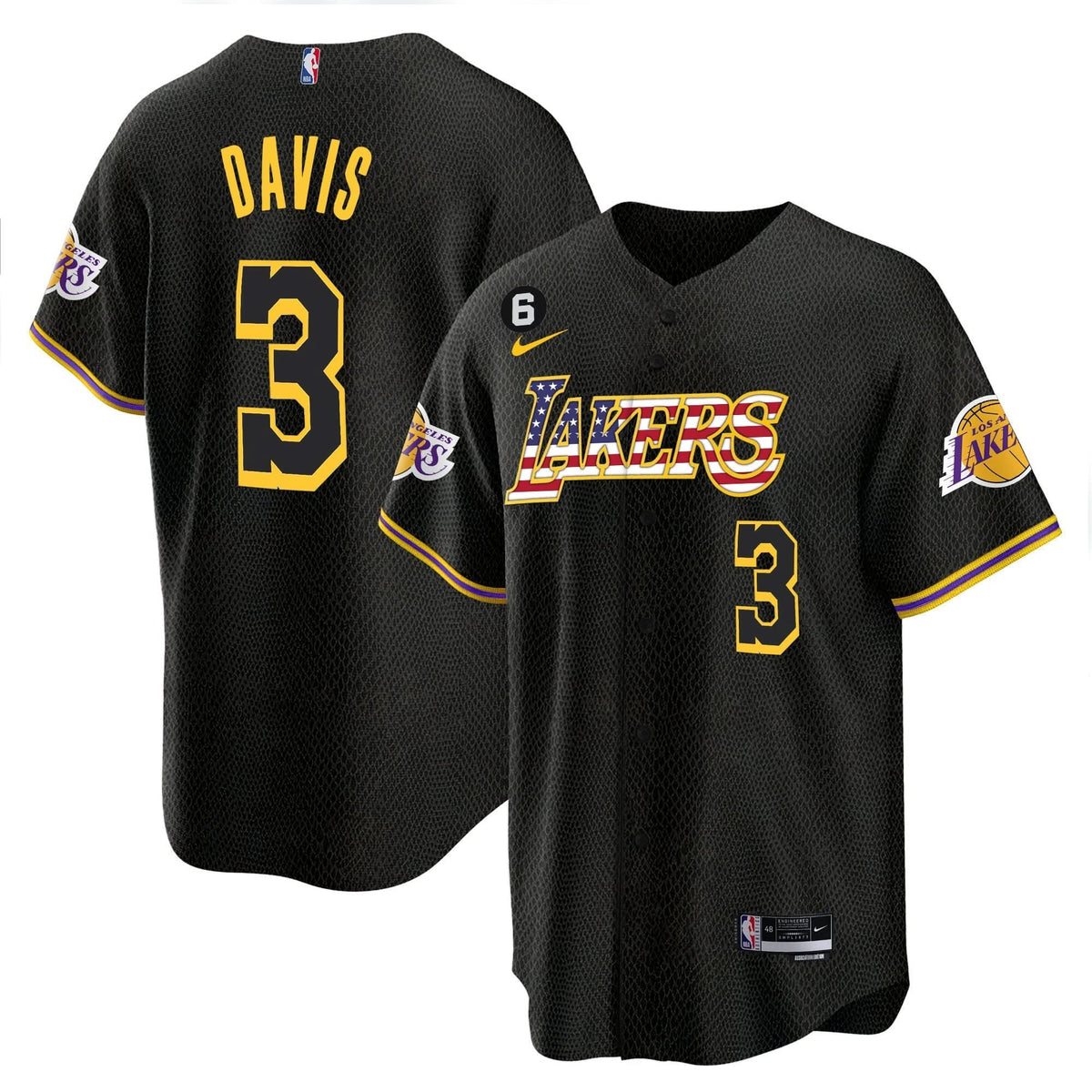 Los Angeles Lakers Flag Baseball Jersey - Stitched