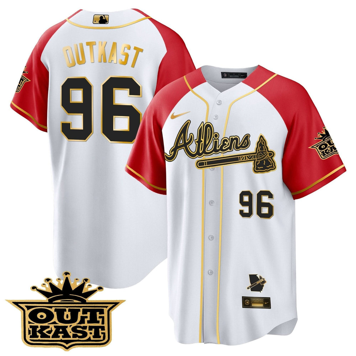 Atlanta Braves Atliens Gold Alternate Cool Base Jersey - Stitched
