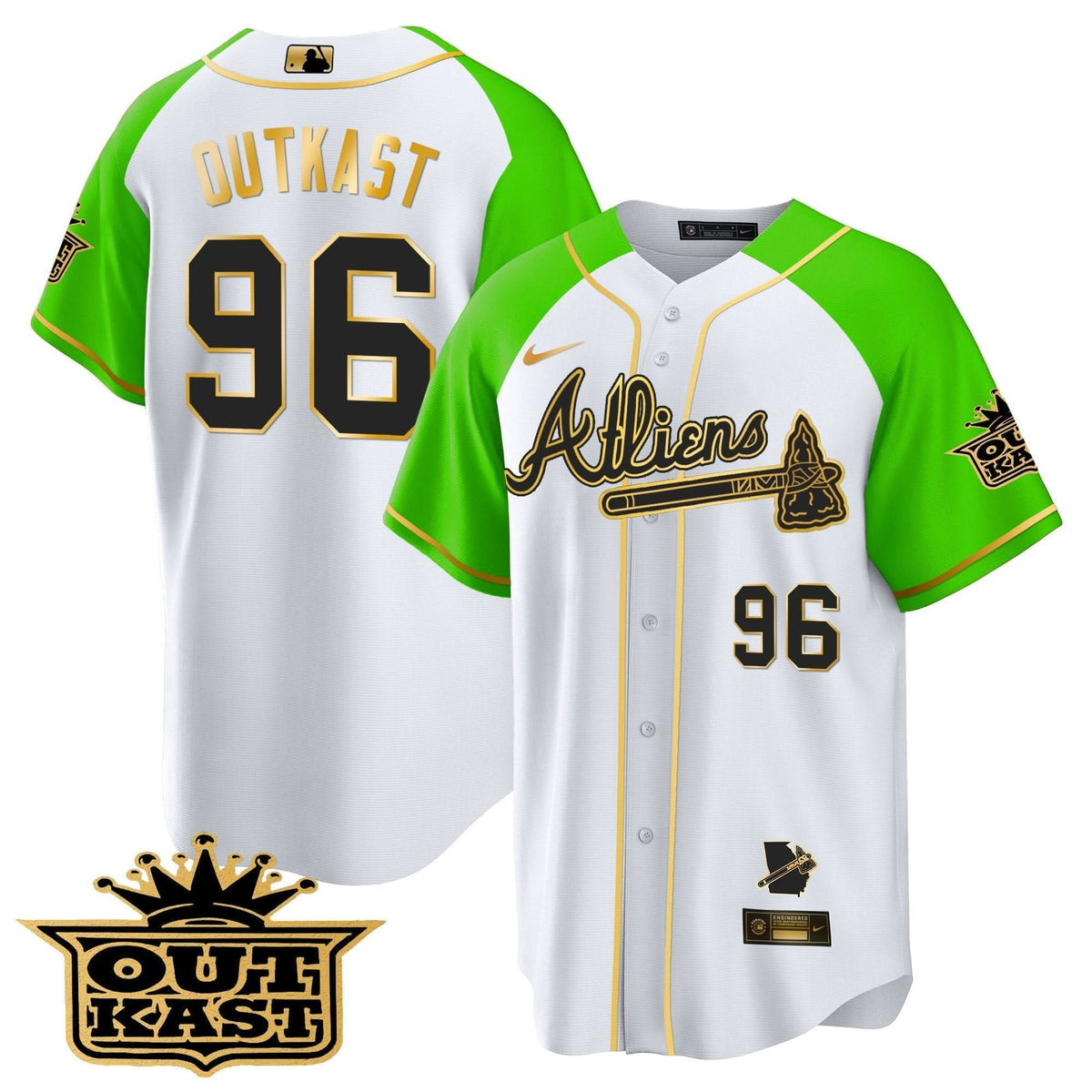 Atlanta Braves Atliens Gold Alternate Cool Base Jersey - Stitched