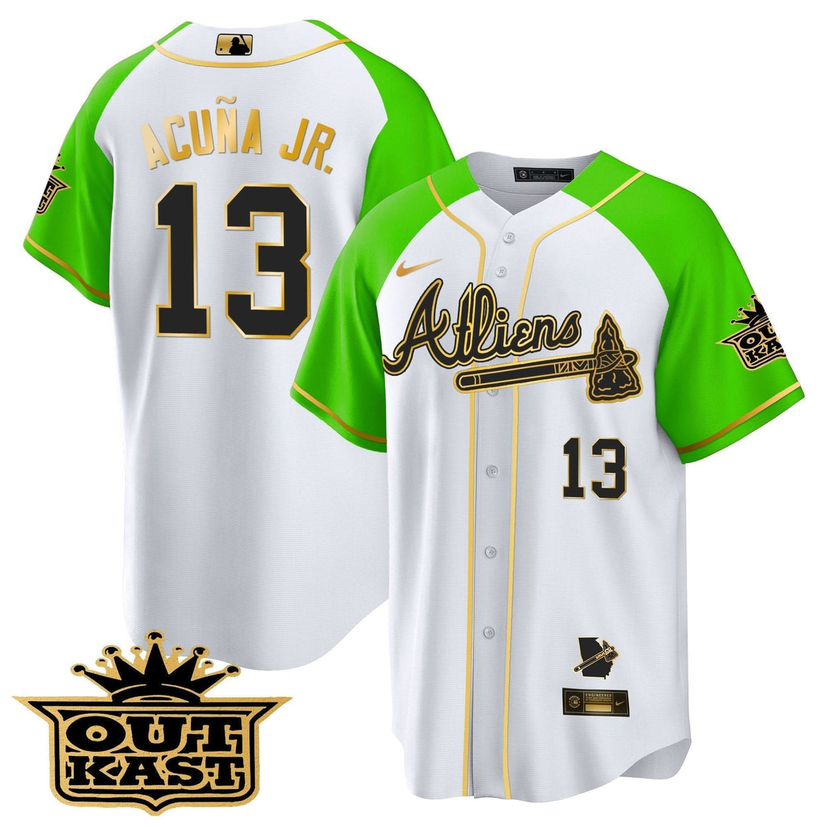 Atlanta Braves Atliens Gold Alternate Cool Base Jersey - Stitched