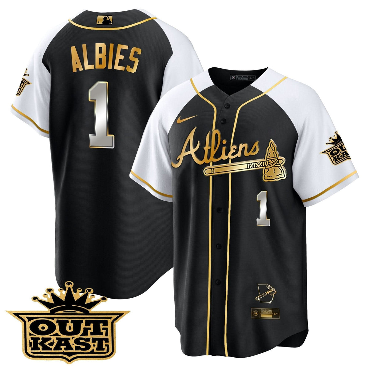 Atlanta Braves Atliens Gold Alternate Cool Base Jersey - Stitched