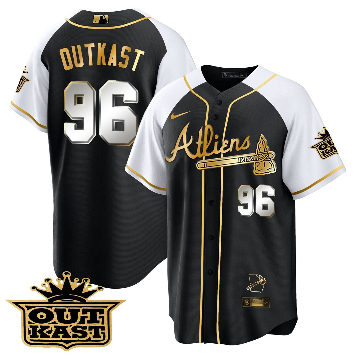 Atlanta Braves Atliens Gold Alternate Cool Base Jersey - Stitched