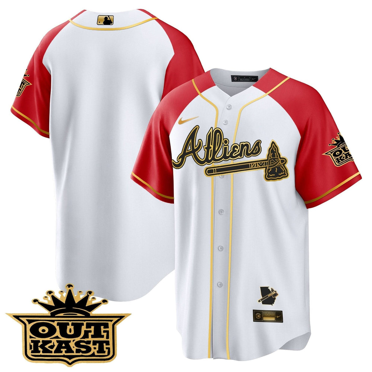 Atlanta Braves Atliens Gold Alternate Cool Base Jersey - Stitched
