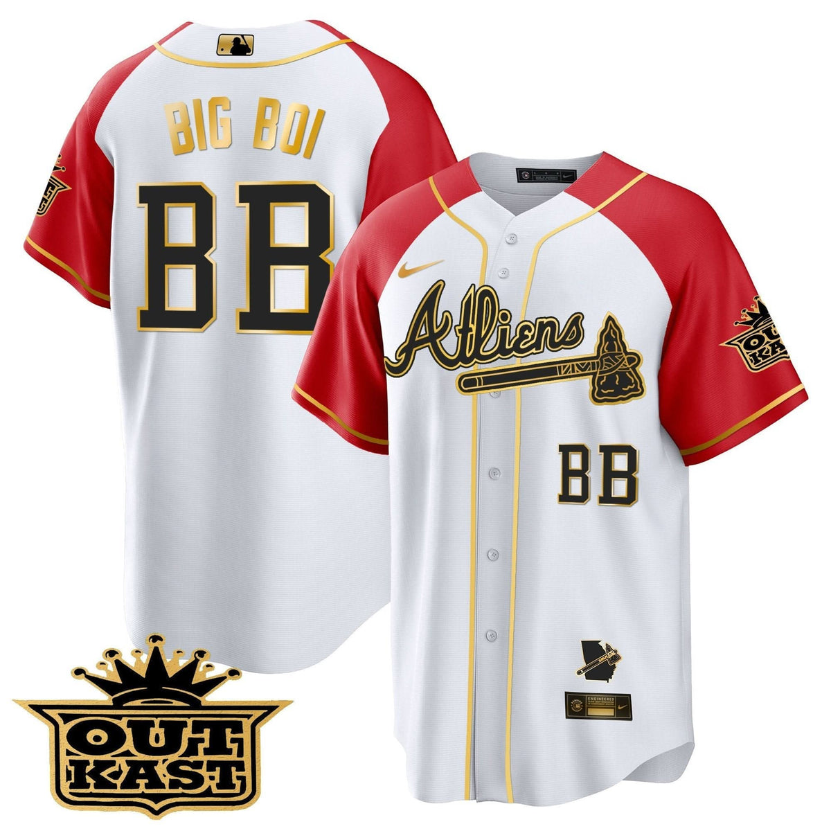 Atlanta Braves Atliens Gold Alternate Cool Base Jersey - Stitched