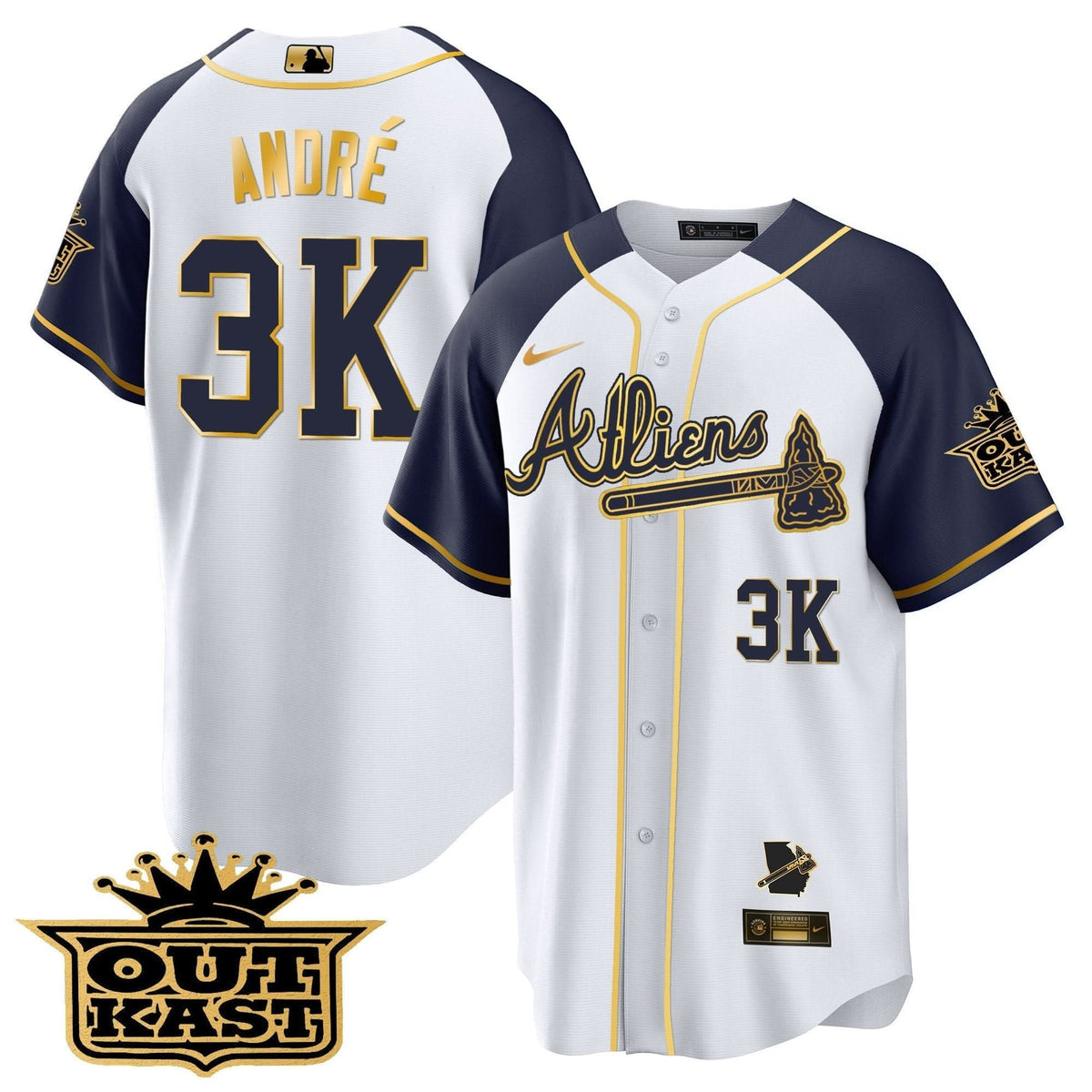 Atlanta Braves Atliens Gold Alternate Cool Base Jersey - Stitched
