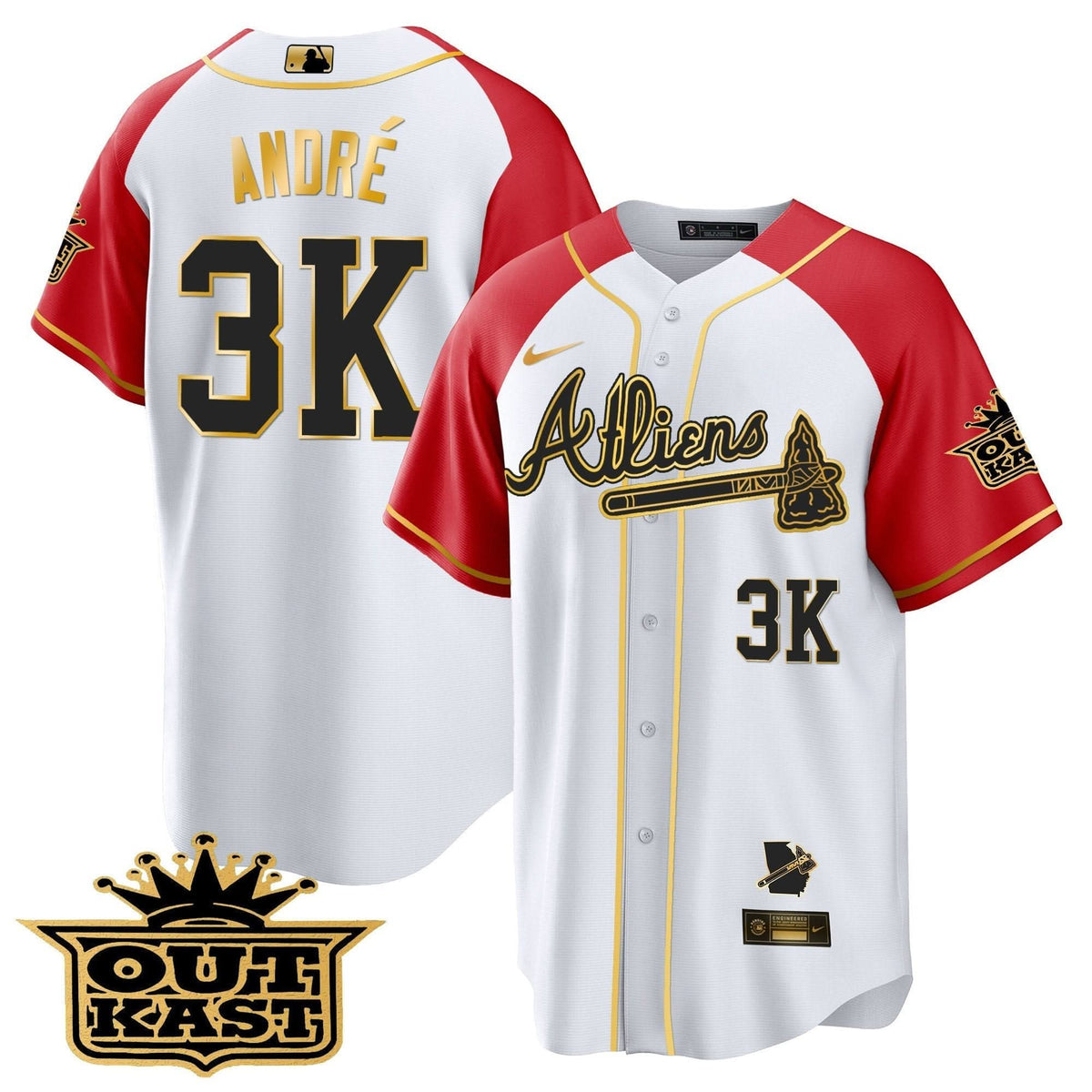 Atlanta Braves Atliens Gold Alternate Cool Base Jersey - Stitched