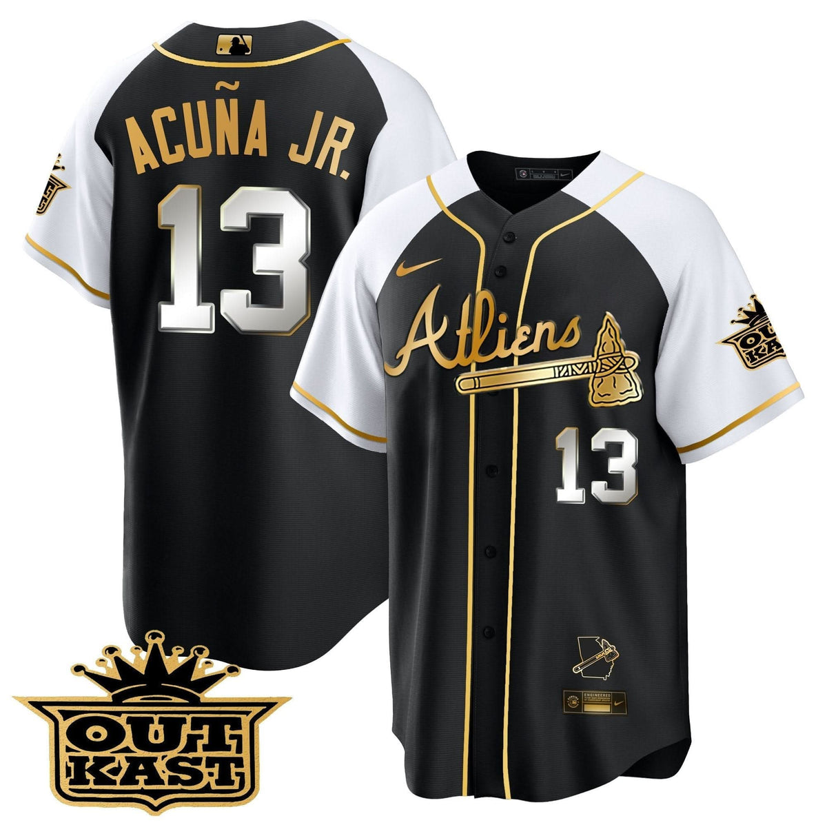 Atlanta Braves Atliens Gold Alternate Cool Base Jersey - Stitched