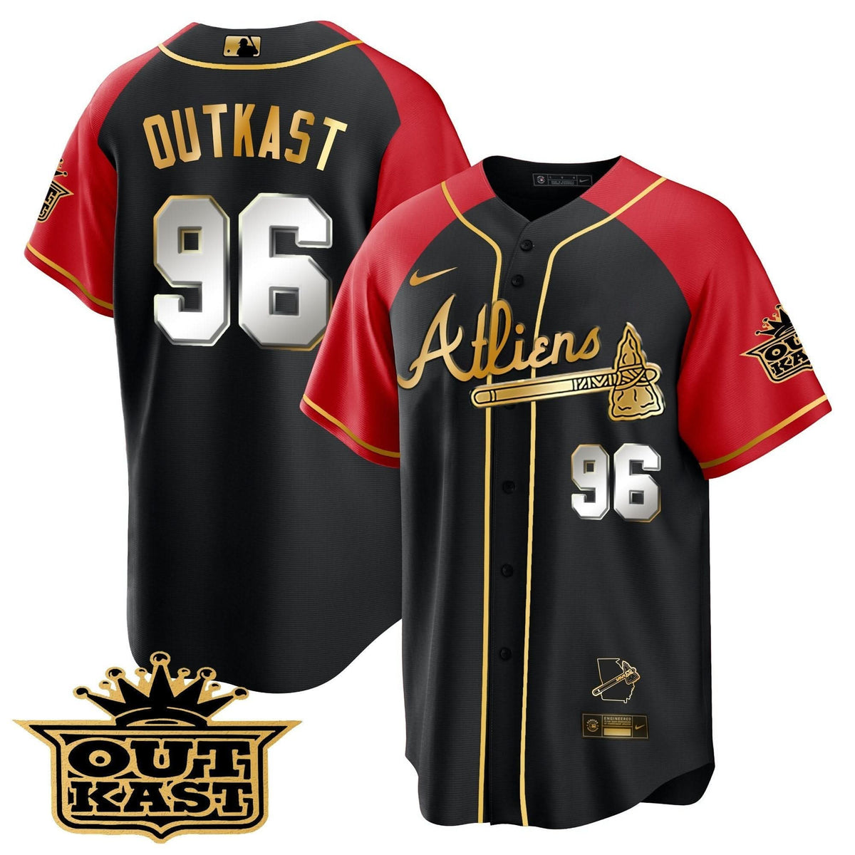 Atlanta Braves Atliens Gold Alternate Cool Base Jersey - Stitched