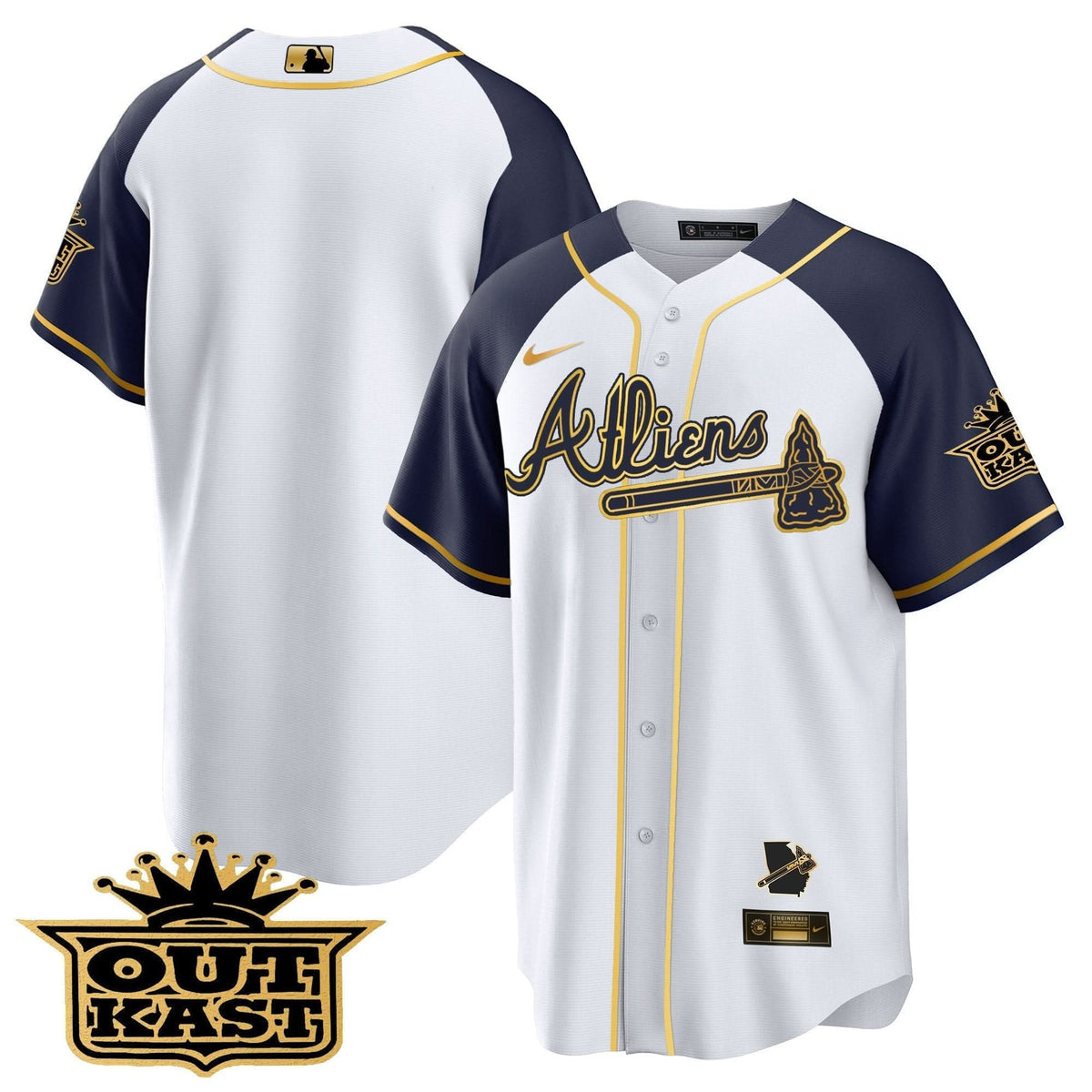 Atlanta Braves Atliens Gold Alternate Cool Base Jersey - Stitched