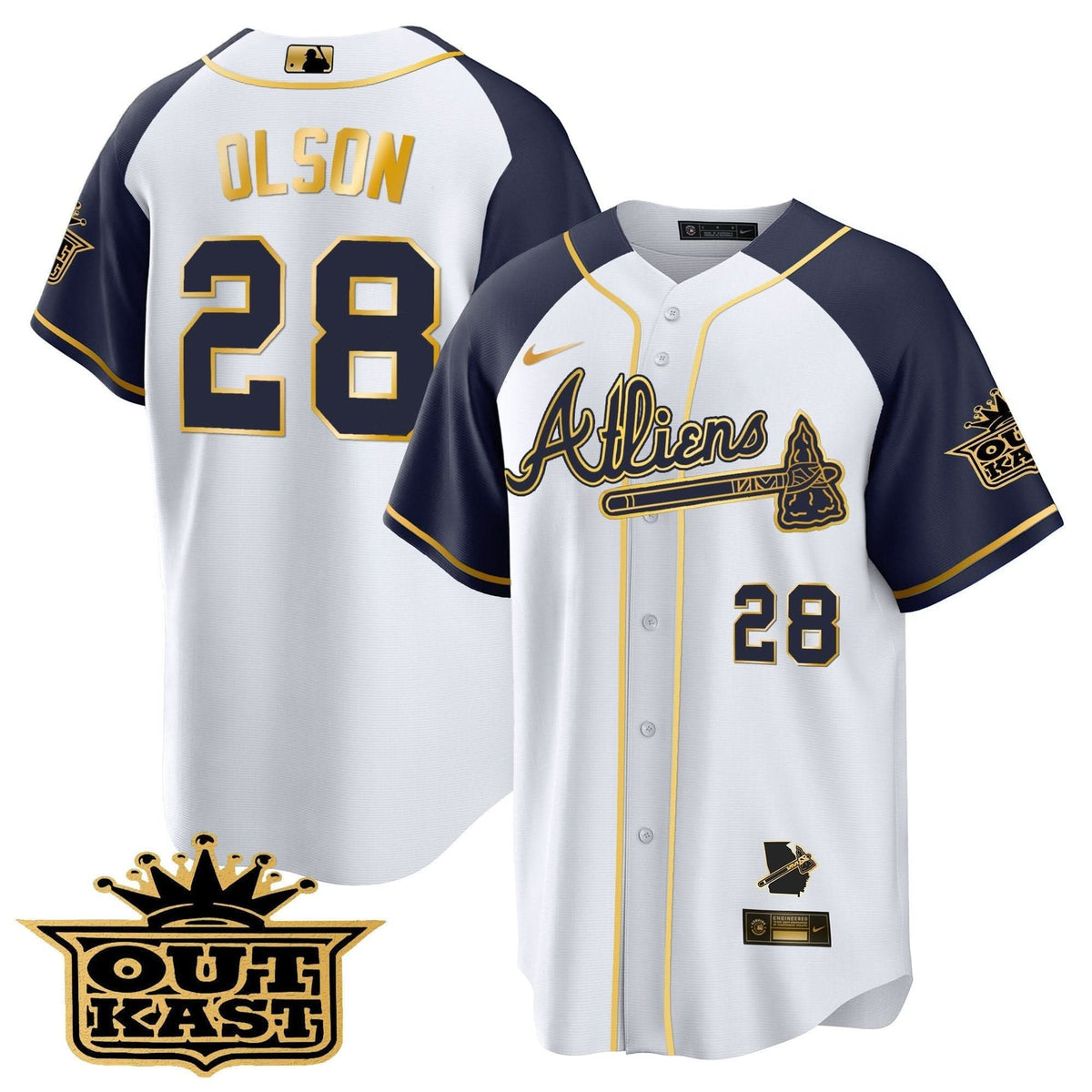 Atlanta Braves Atliens Gold Alternate Cool Base Jersey - Stitched