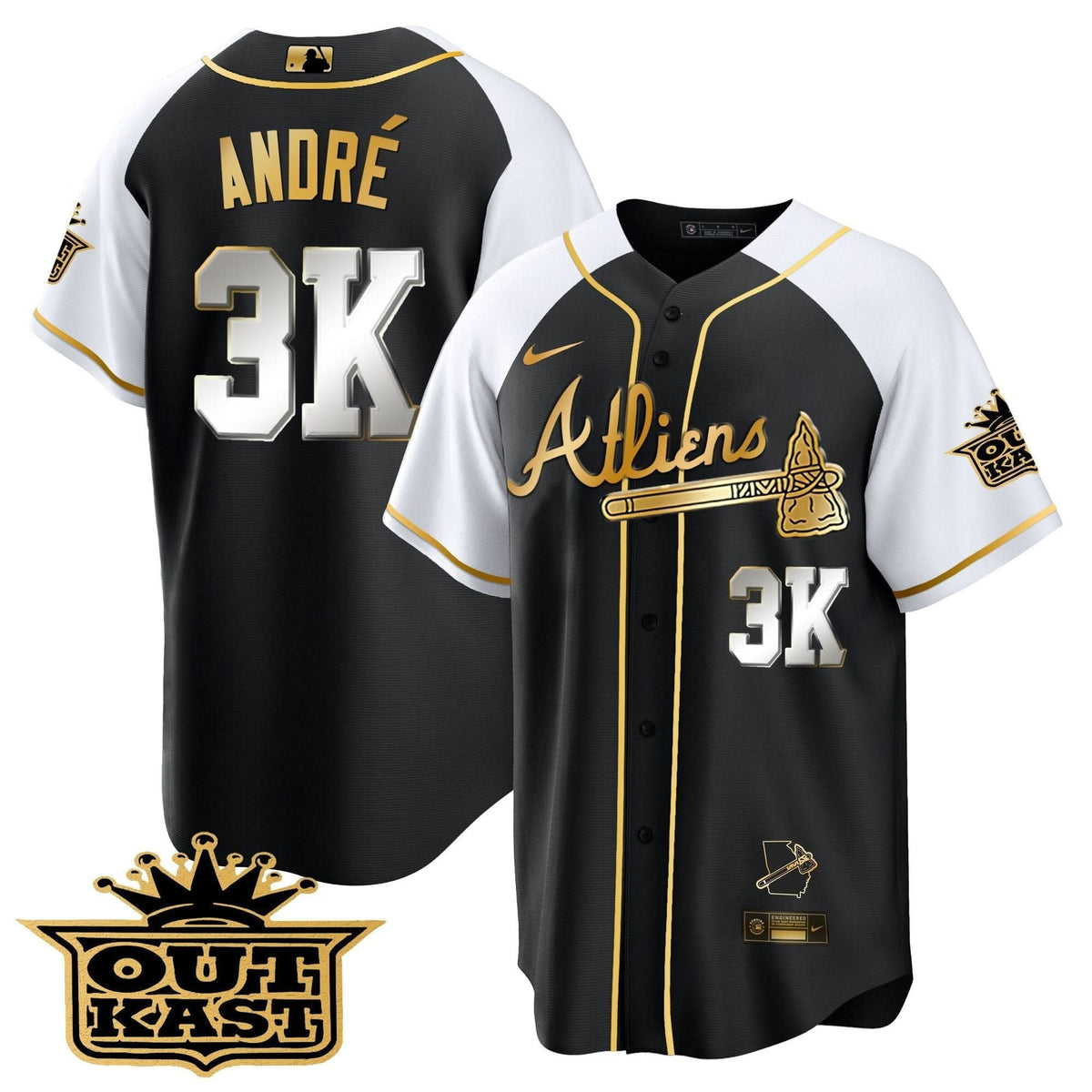 Atlanta Braves Atliens Gold Alternate Cool Base Jersey - Stitched
