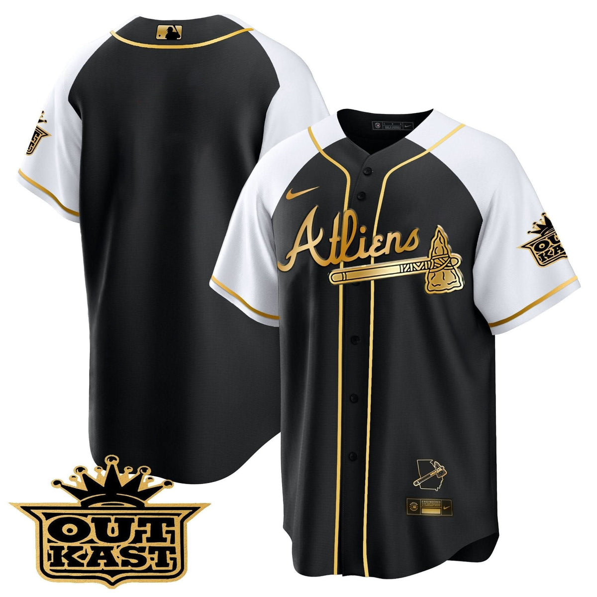 Atlanta Braves Atliens Gold Alternate Cool Base Jersey - Stitched