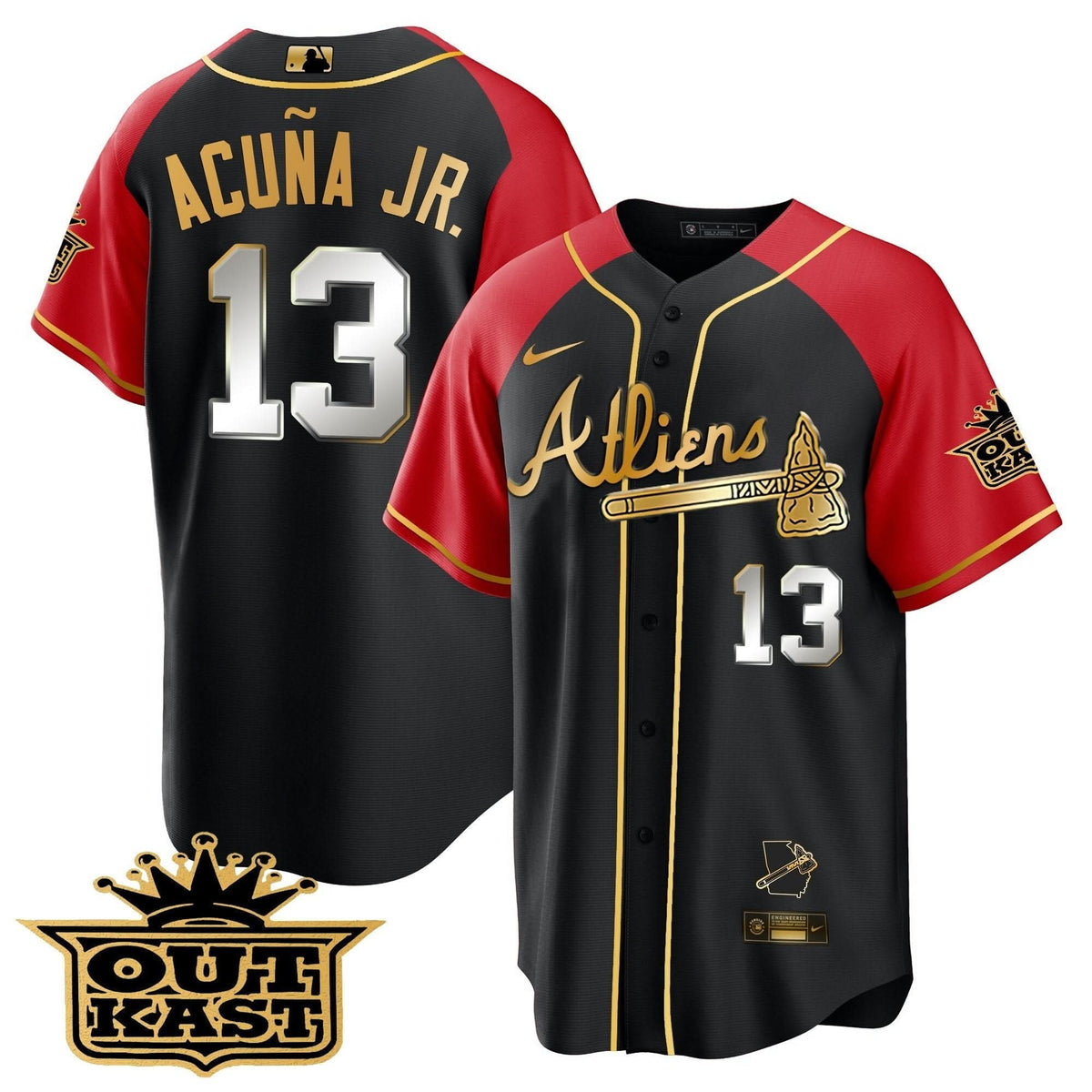 Atlanta Braves Atliens Gold Alternate Cool Base Jersey - Stitched