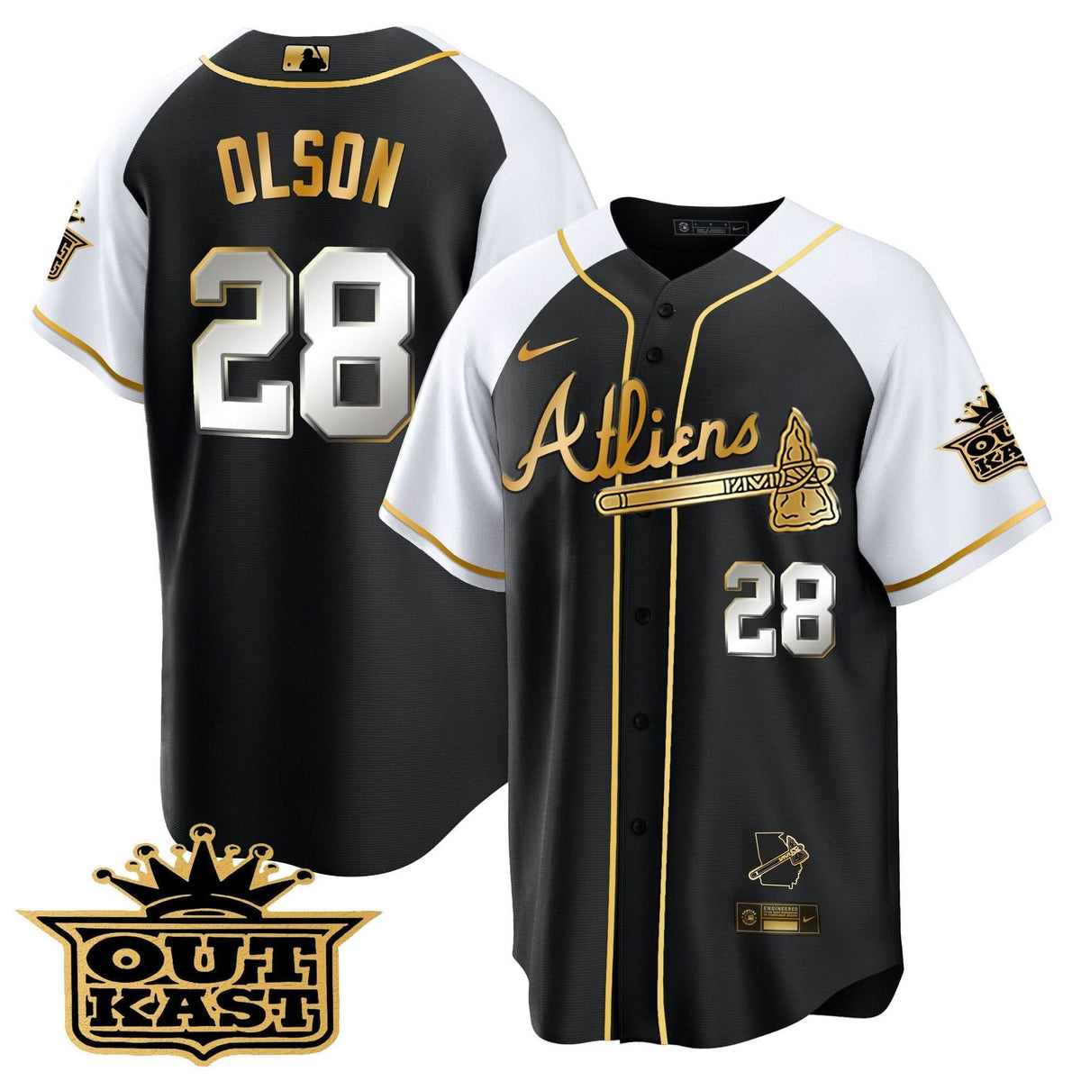 Atlanta Braves Atliens Gold Alternate Cool Base Jersey - Stitched