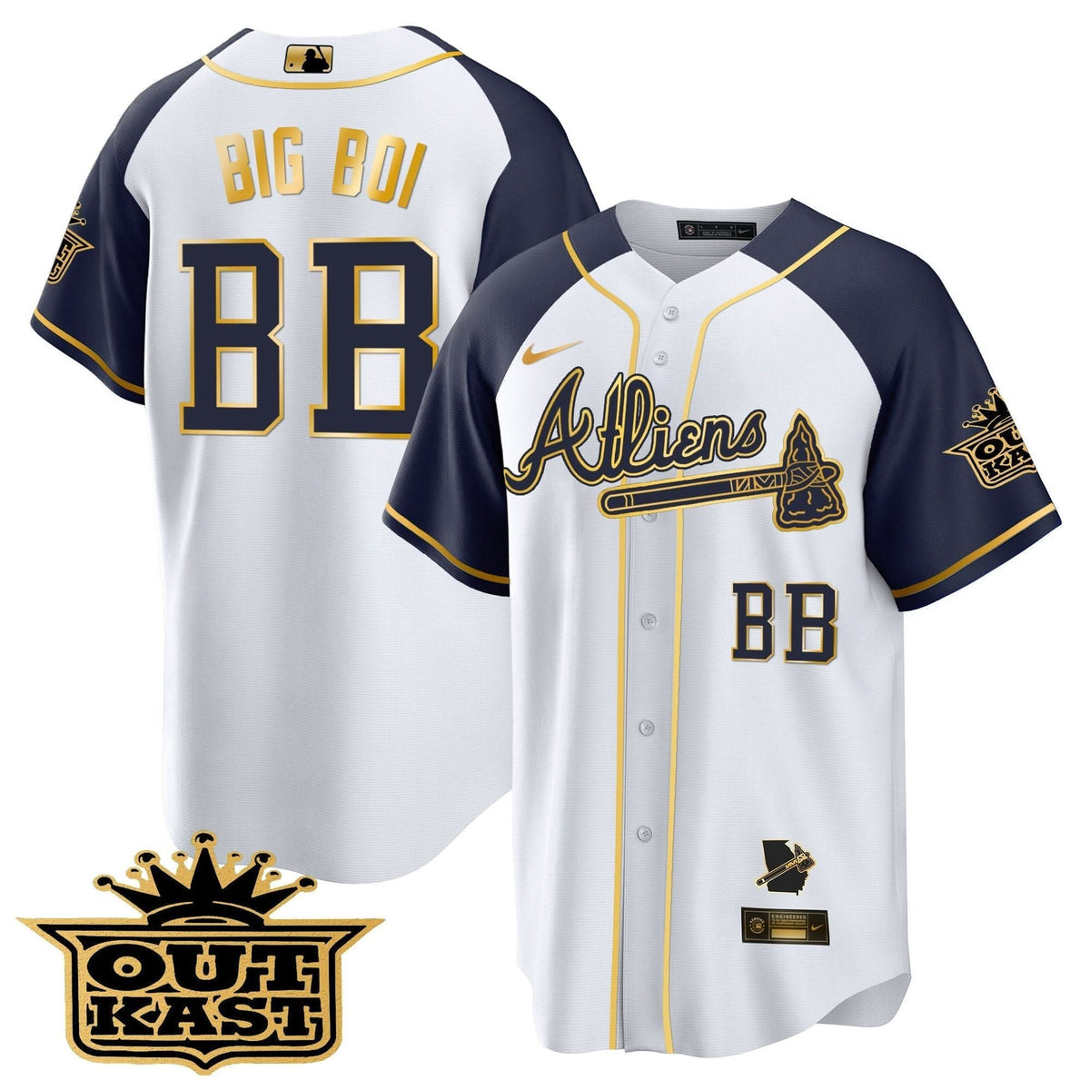 Atlanta Braves Atliens Gold Alternate Cool Base Jersey - Stitched