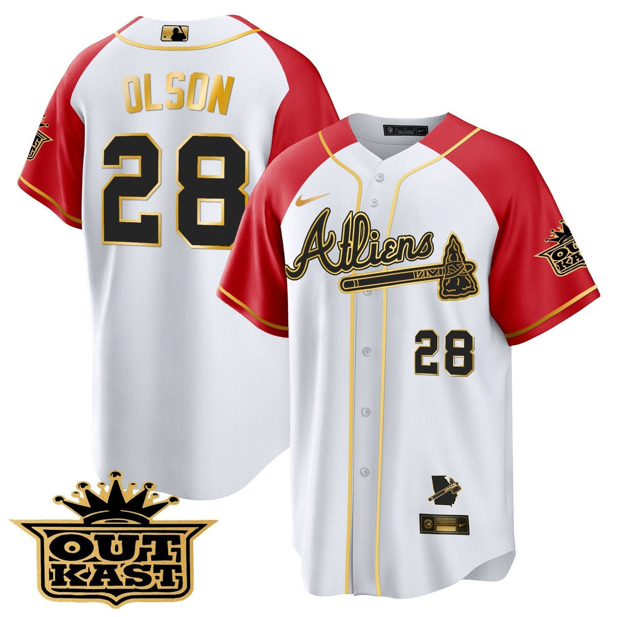 Atlanta Braves Atliens Gold Alternate Cool Base Jersey - Stitched