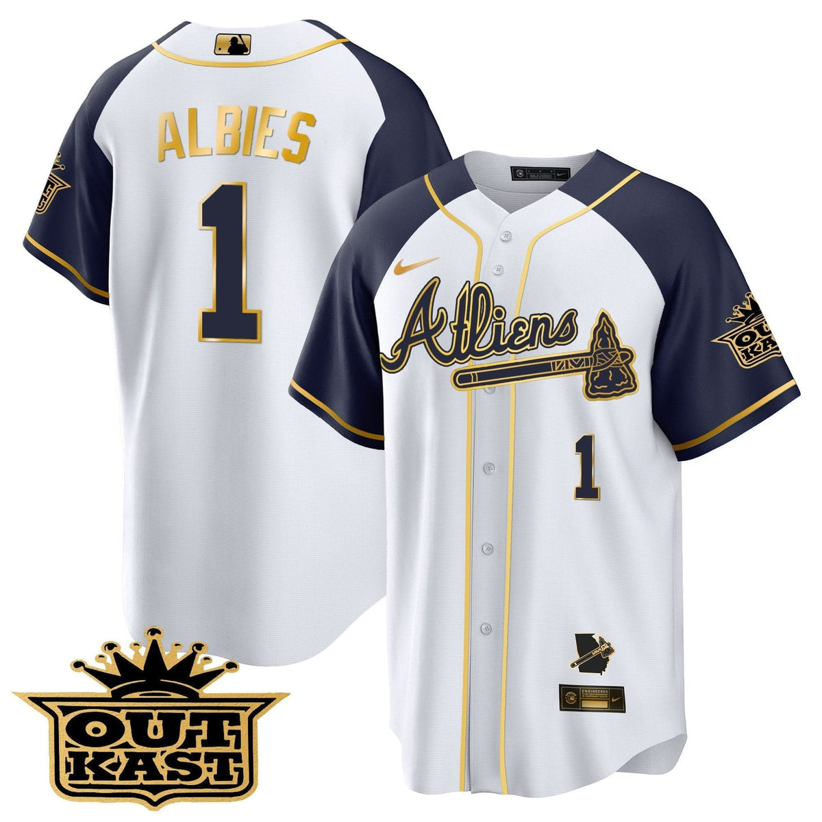 Atlanta Braves Atliens Gold Alternate Cool Base Jersey - Stitched