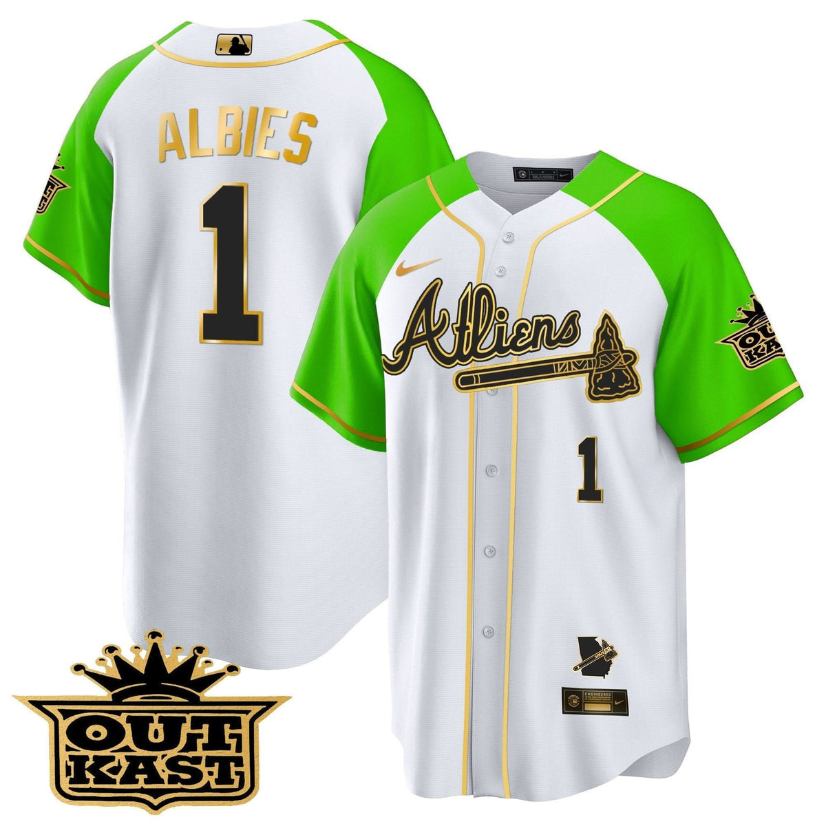 Atlanta Braves Atliens Gold Alternate Cool Base Jersey - Stitched