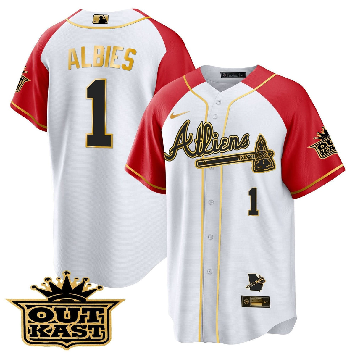 Atlanta Braves Atliens Gold Alternate Cool Base Jersey - Stitched