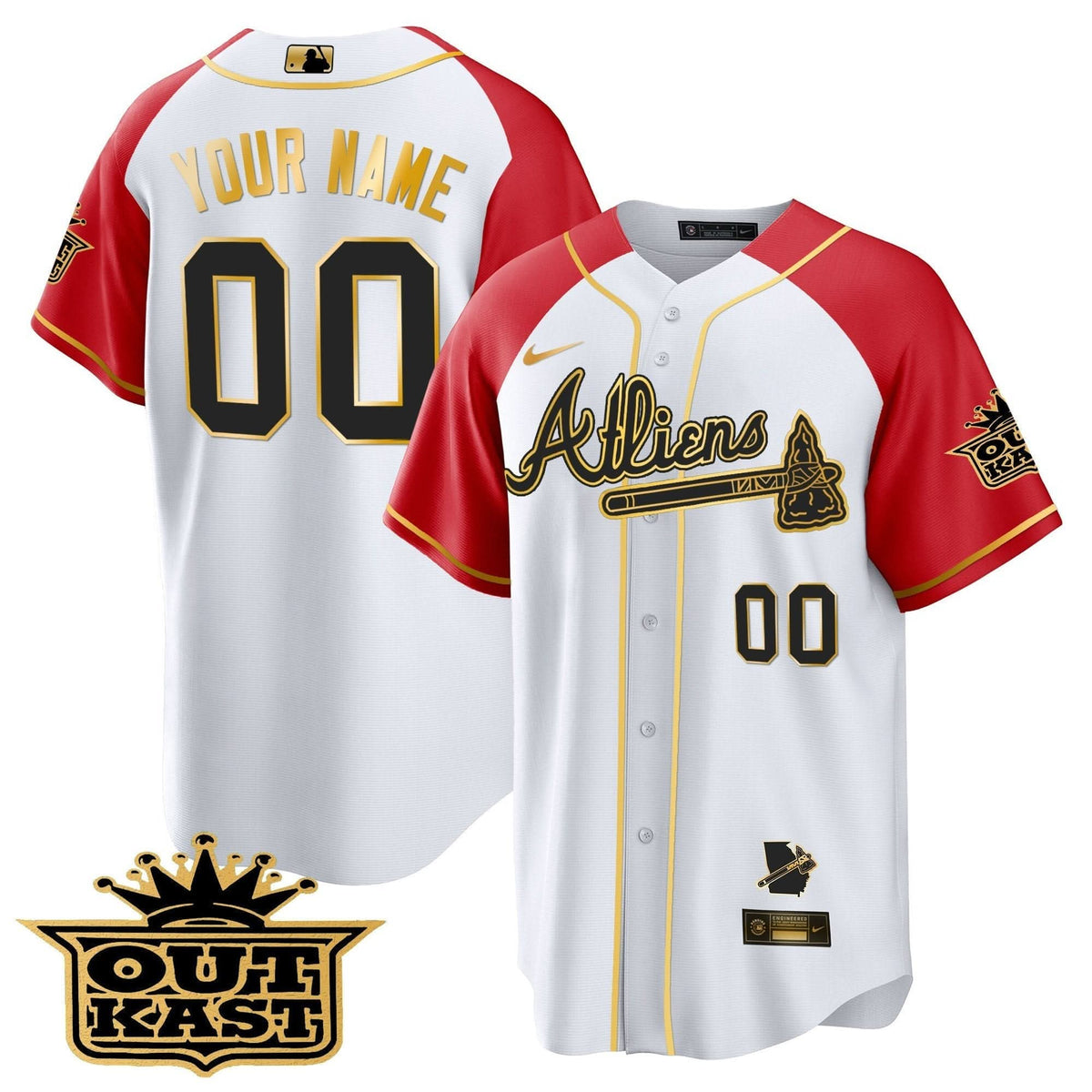 Atlanta Braves Atliens Gold Alternate Cool Base Custom Jersey - Stitched