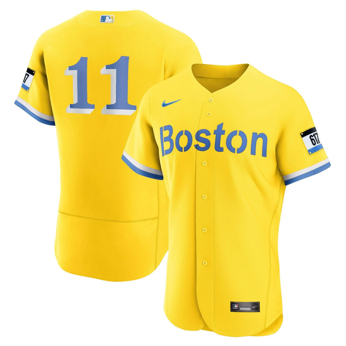 Boston Red Sox Yellow Jersey - Stitched
