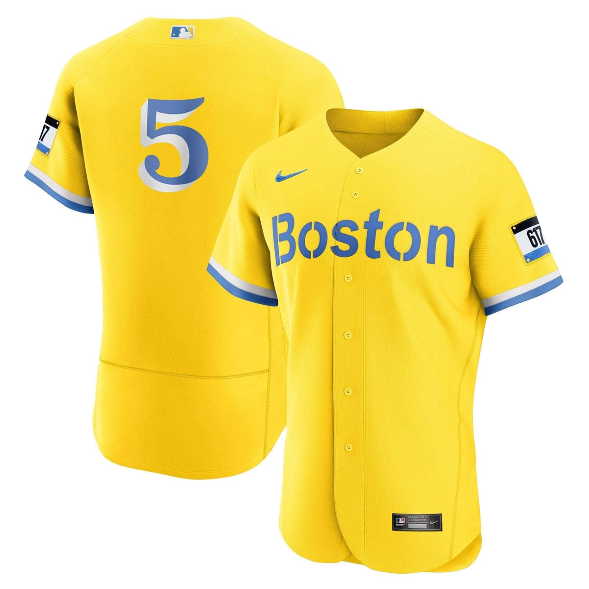 Boston Red Sox Yellow Jersey - Stitched