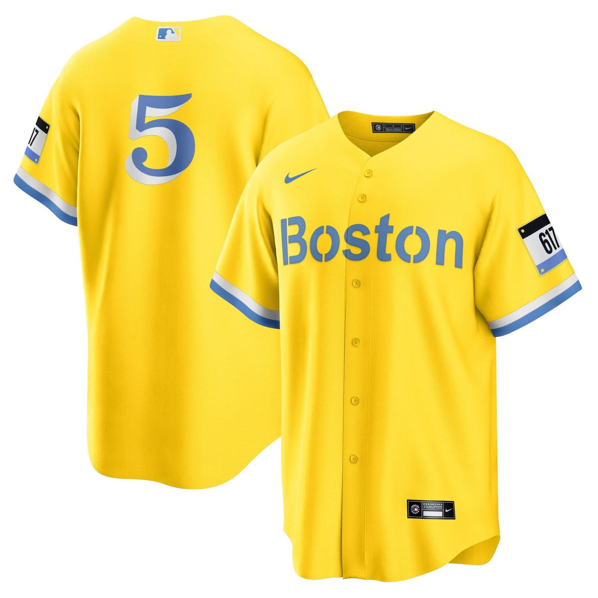 Boston Red Sox Yellow Jersey - Stitched