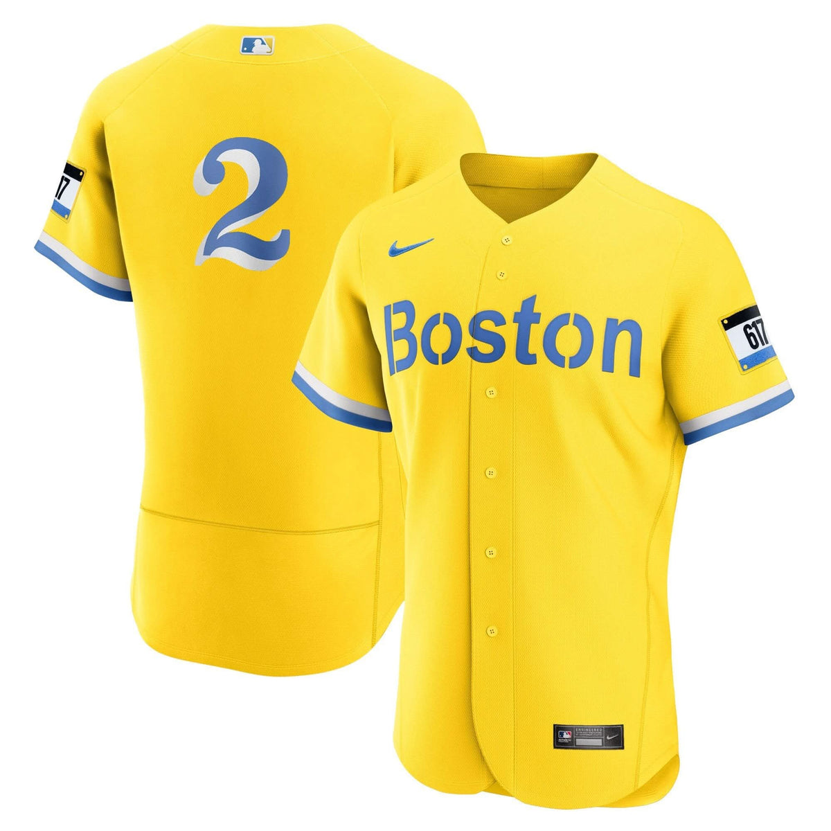 Boston Red Sox Yellow Jersey - Stitched