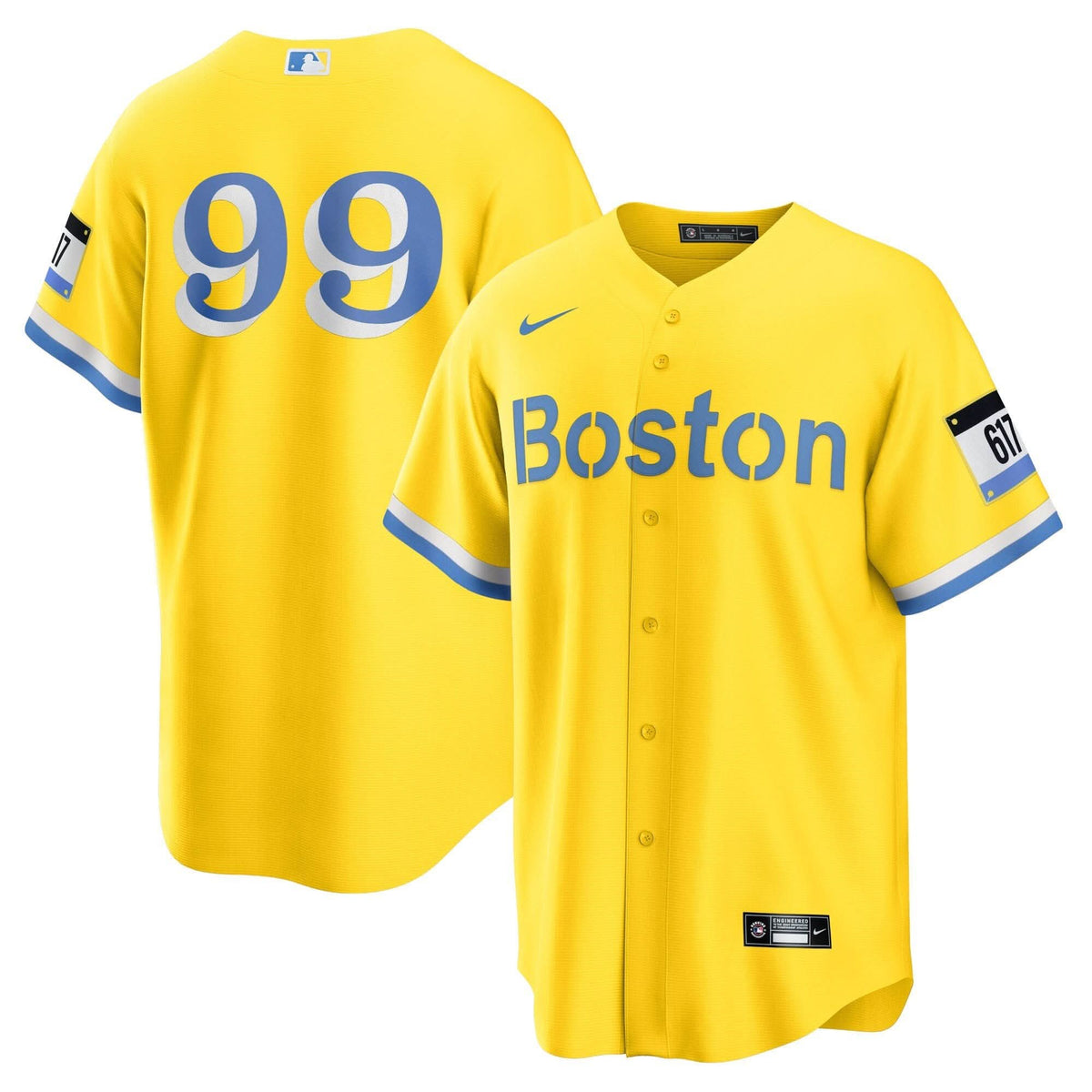 Boston Red Sox Yellow Jersey - Stitched