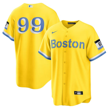 Boston Red Sox Yellow Jersey - Stitched