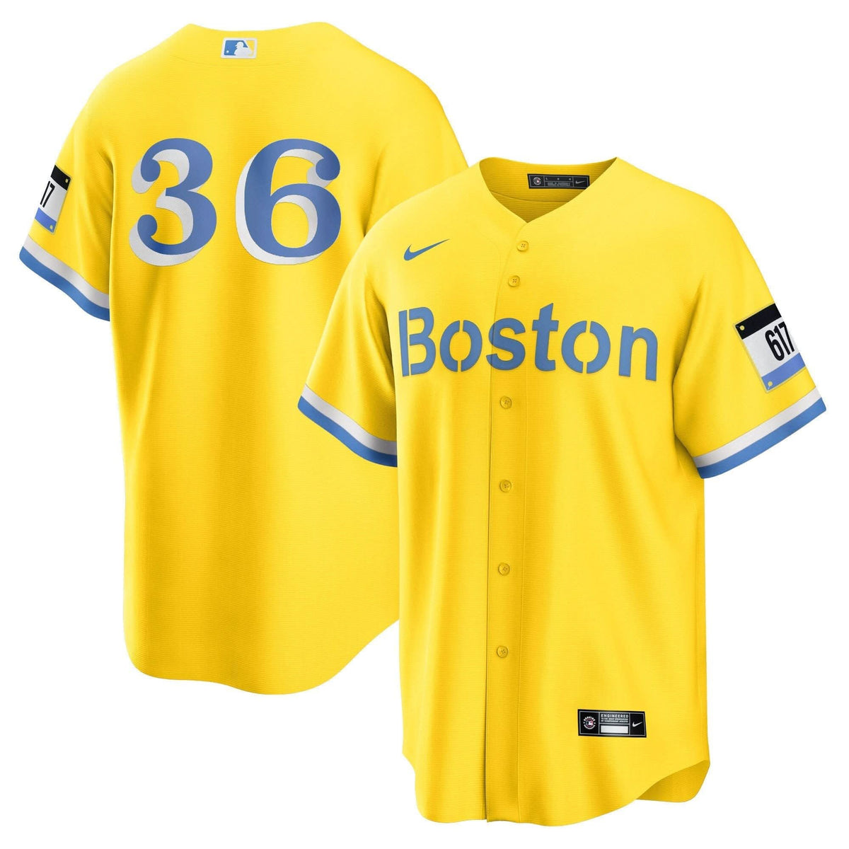 Boston Red Sox Yellow Jersey - Stitched