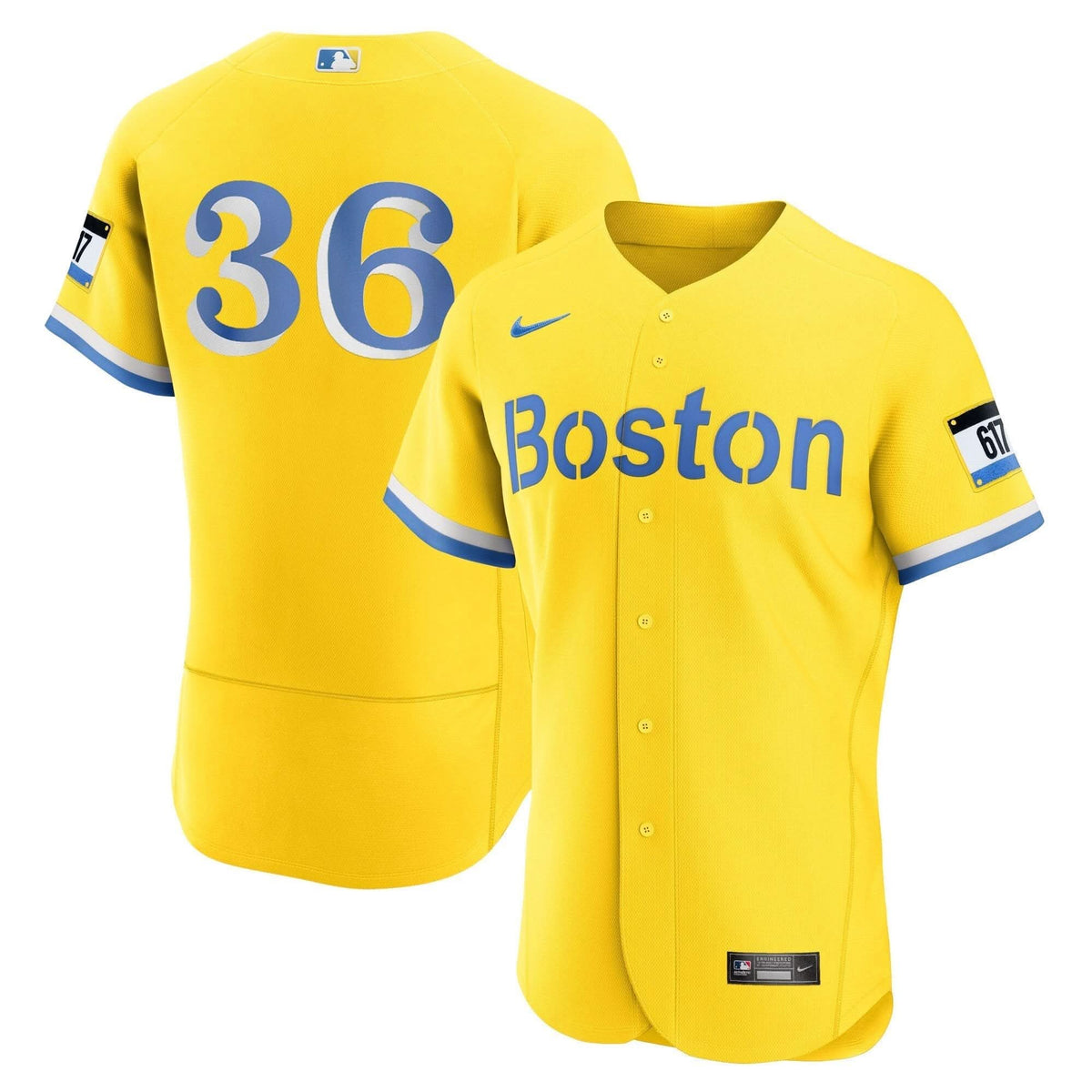 Boston Red Sox Yellow Jersey - Stitched