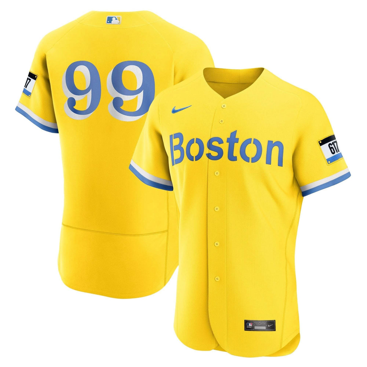 Boston Red Sox Yellow Jersey - Stitched