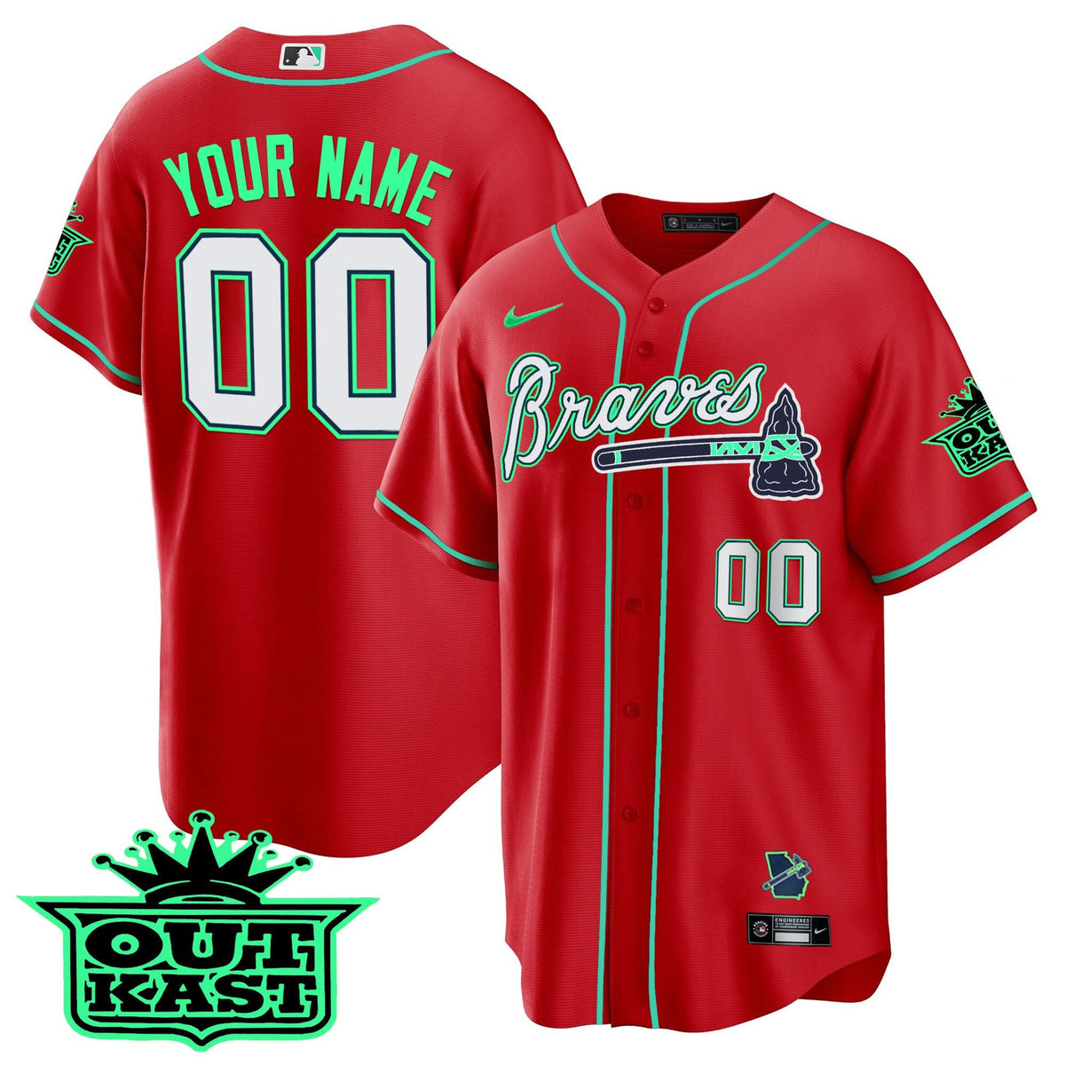 Atlanta Braves Outkast Cool Base Custom Jersey - Galaxy Version - Stitched