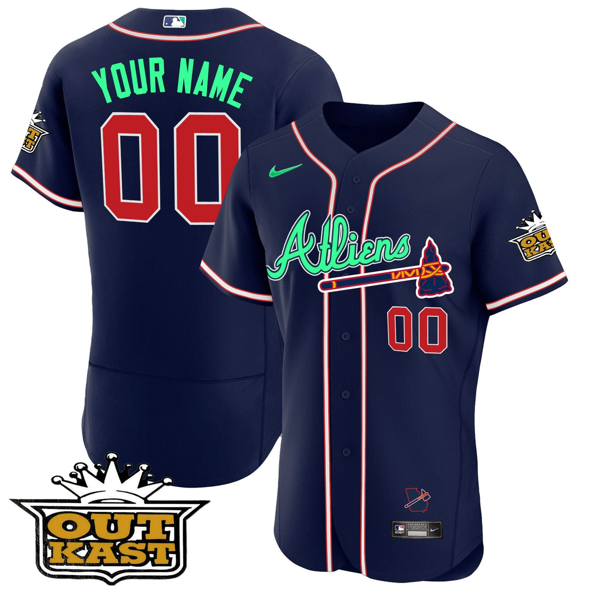 Atlanta Braves Atliens Flex Base Custom Jersey - Galaxy Version - Stitched