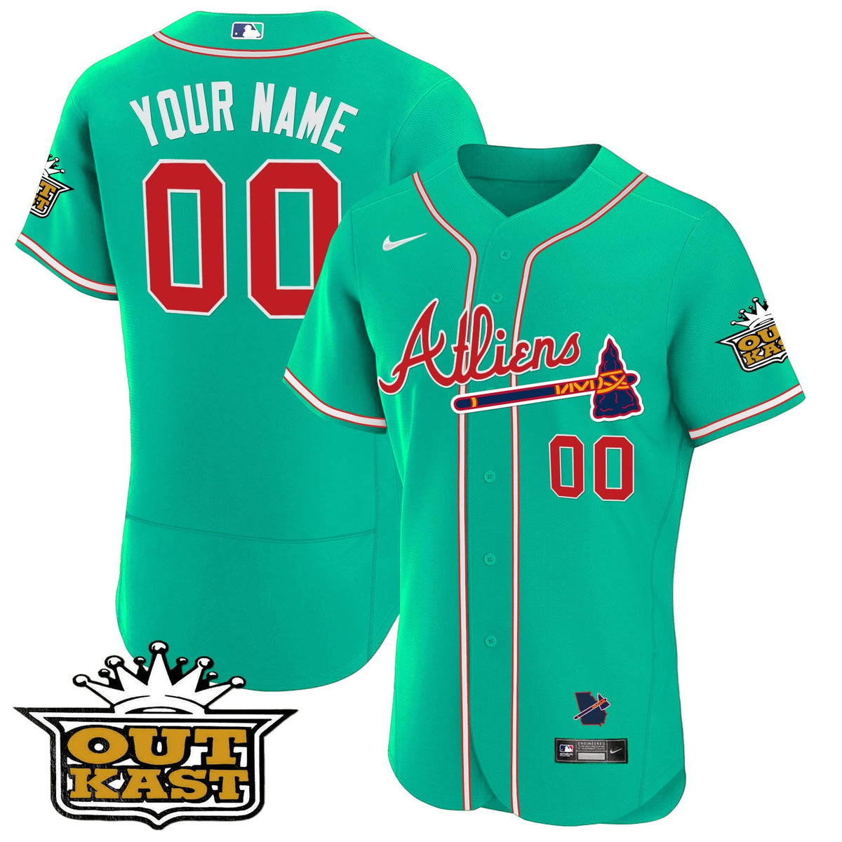 Atlanta Braves Atliens Flex Base Custom Jersey - Galaxy Version - Stitched