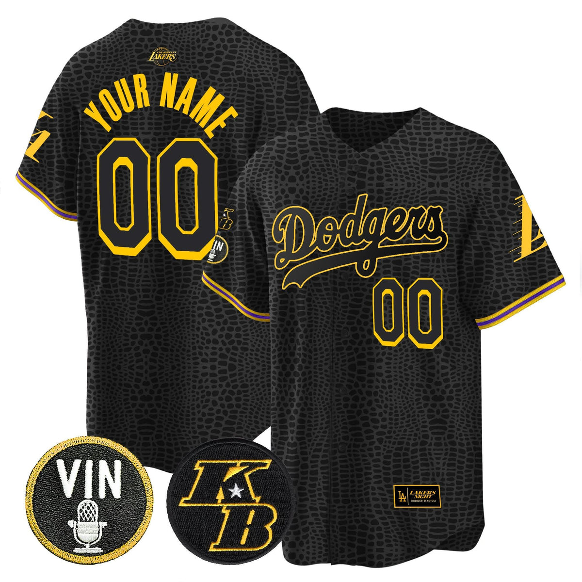 Los Angeles Dodgers Bryant & Vin Patch Cool Base Mamba Custom Jersey - Stitched