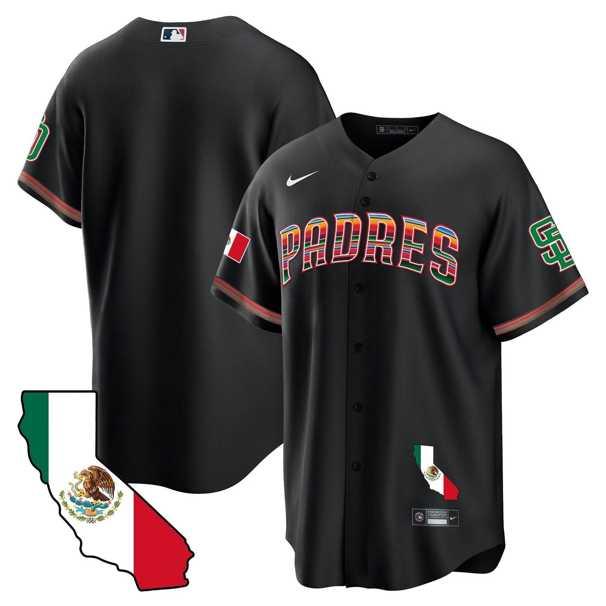 San Diego Padres California Map Cool Base Jersey - Stitched