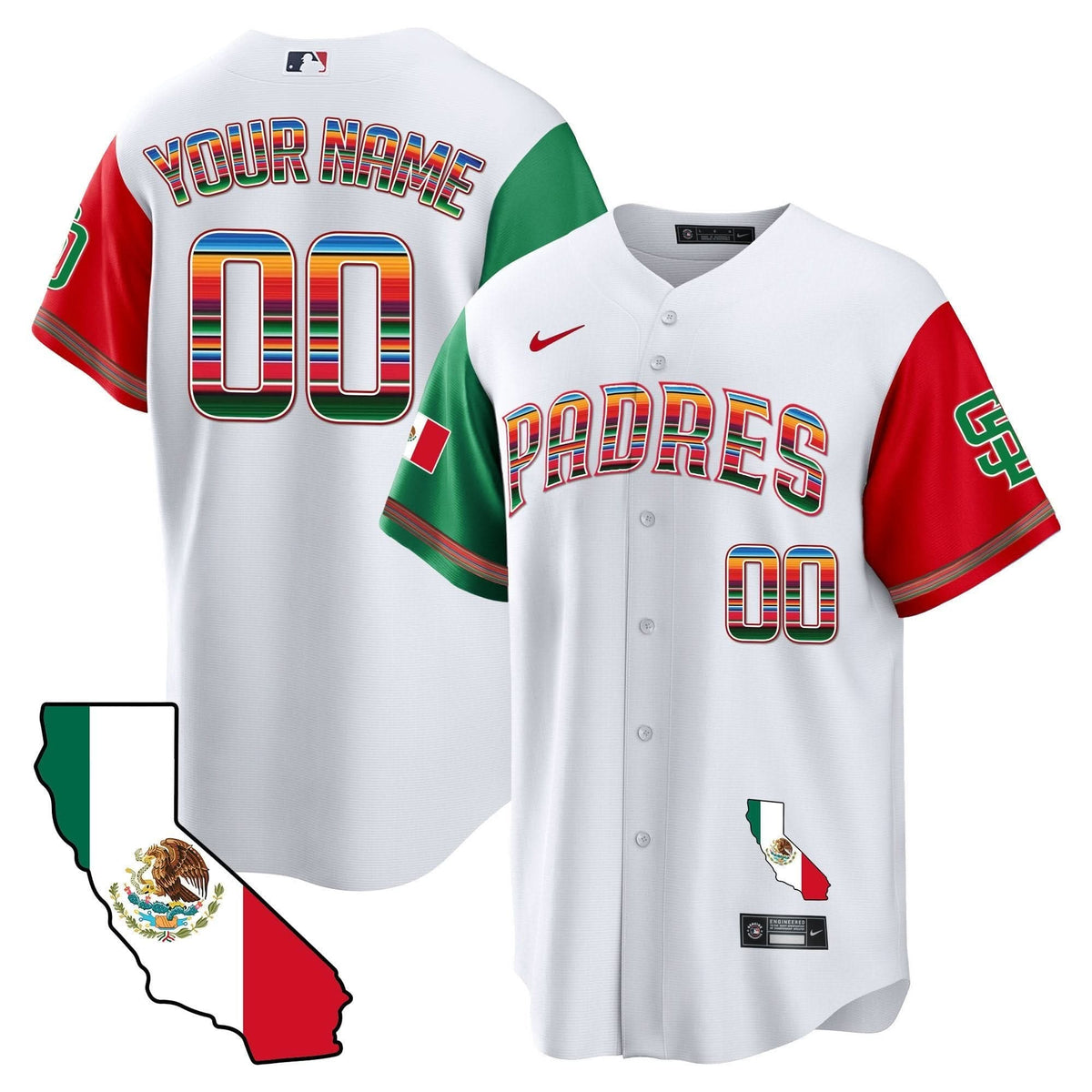 San Diego Padres California Map Cool Base Custom Jersey - Stitched