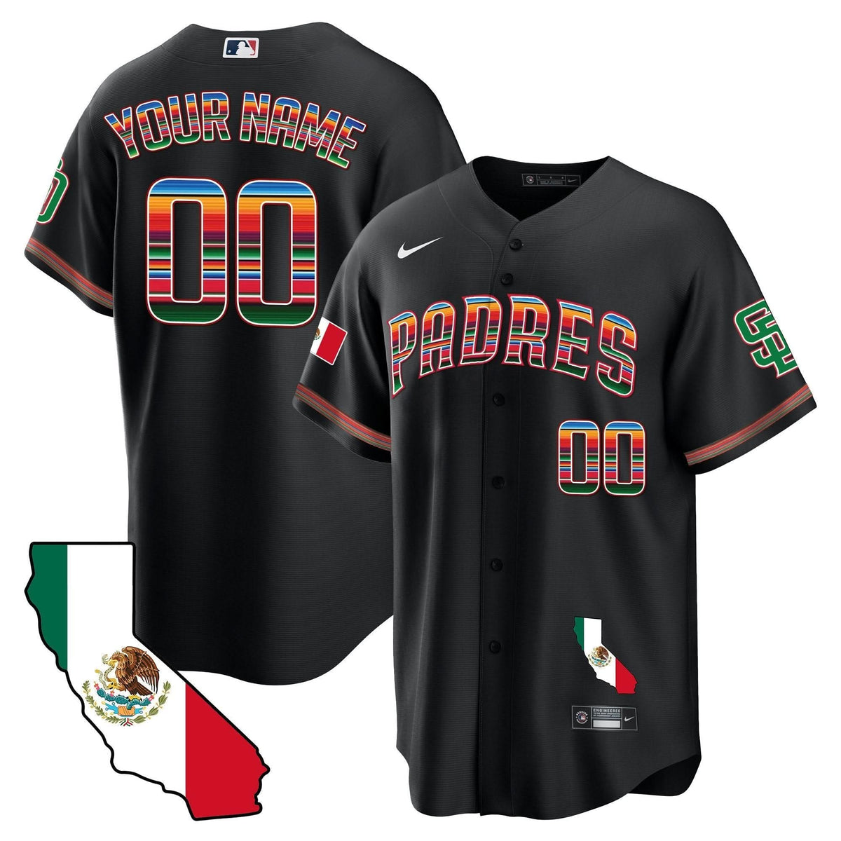 San Diego Padres California Map Cool Base Custom Jersey - Stitched