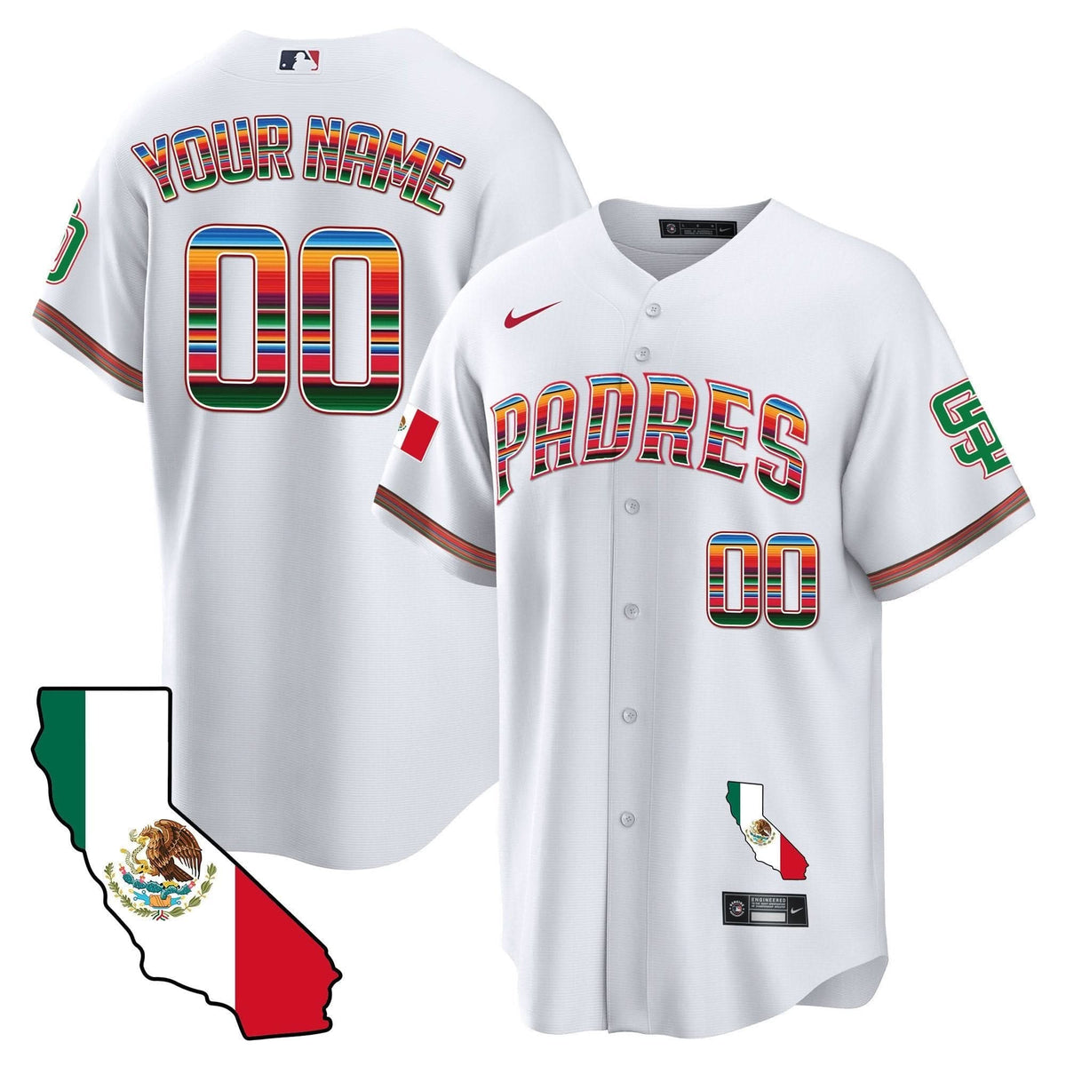 San Diego Padres California Map Cool Base Custom Jersey - Stitched