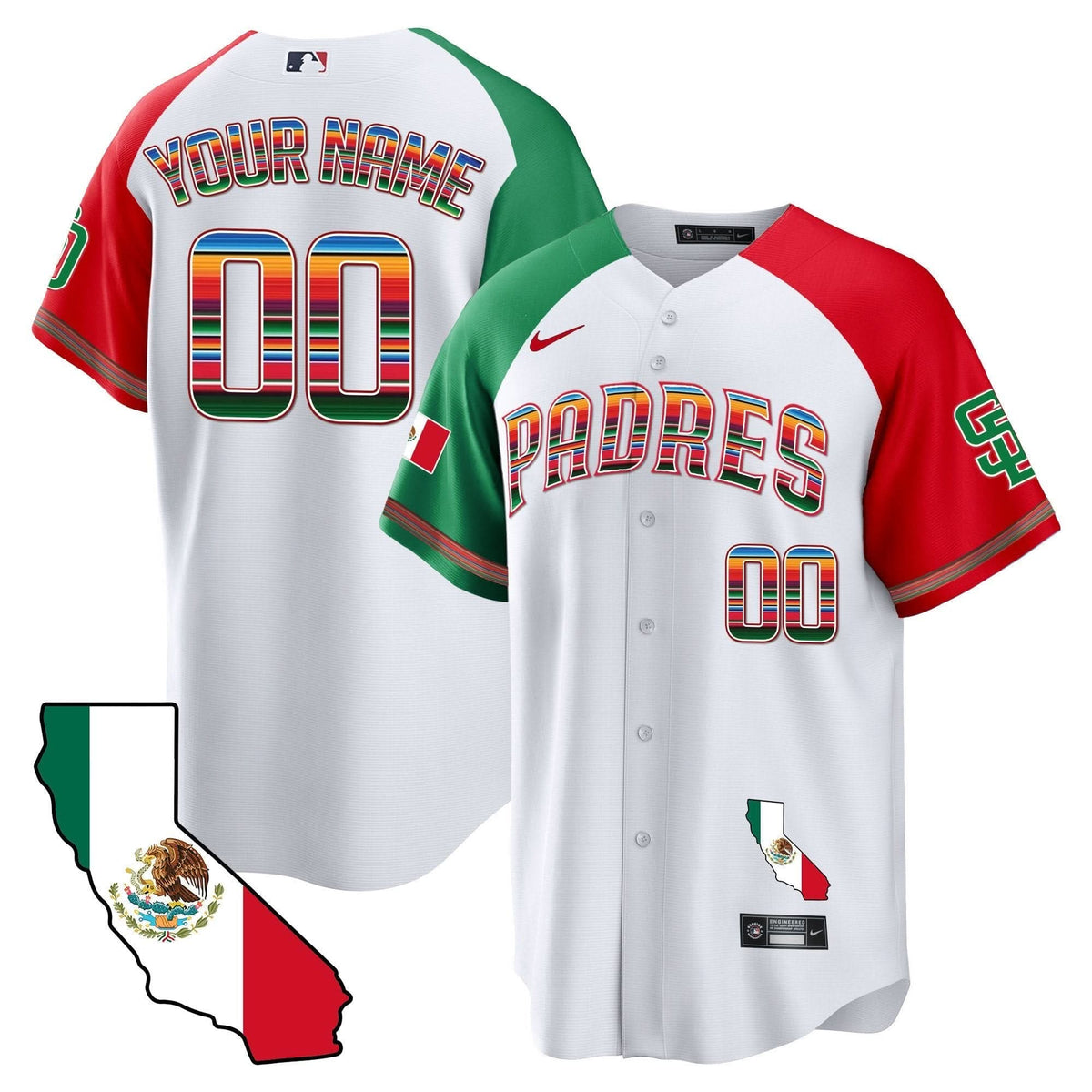 San Diego Padres California Map Cool Base Custom Jersey - Stitched