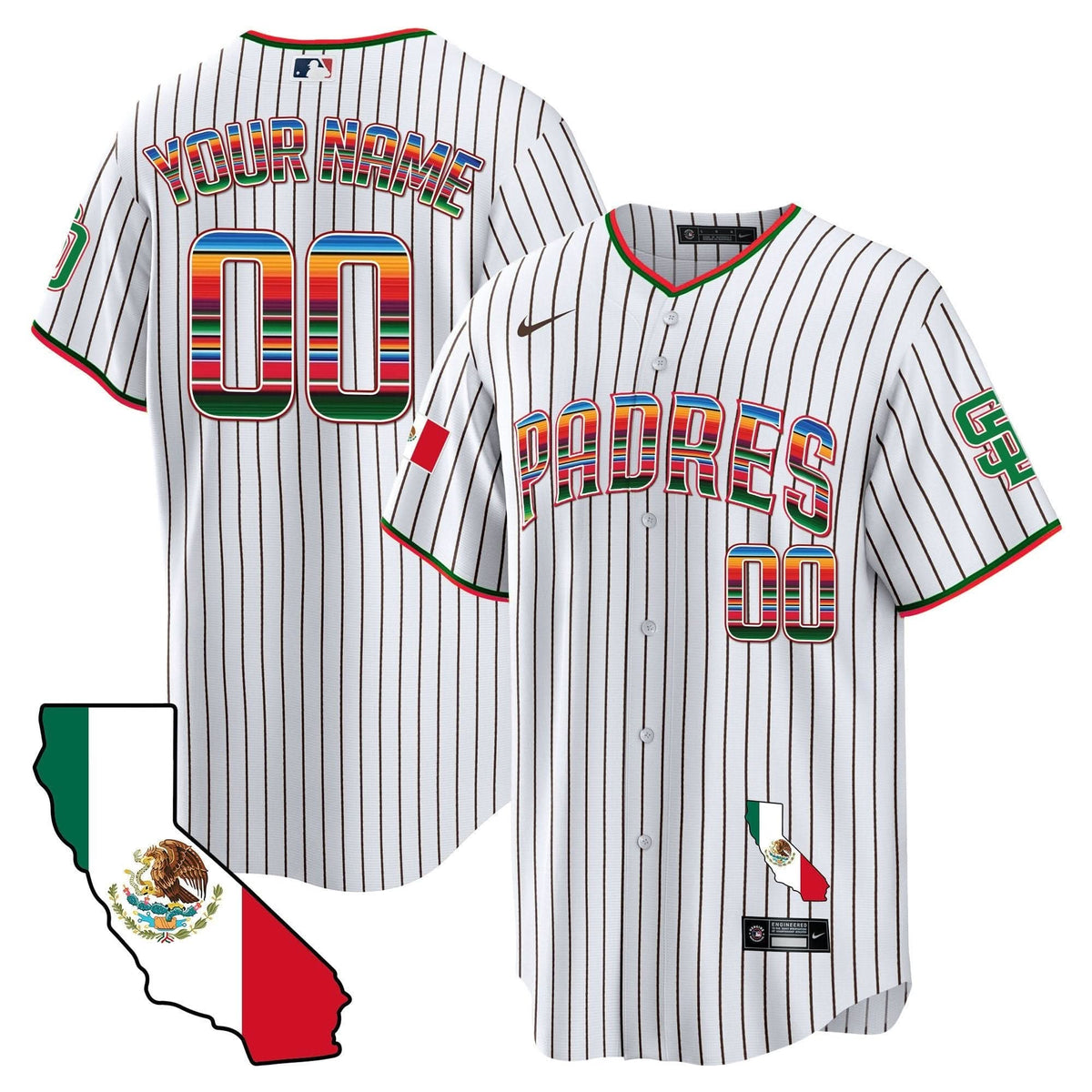 San Diego Padres California Map Cool Base Custom Jersey - Stitched