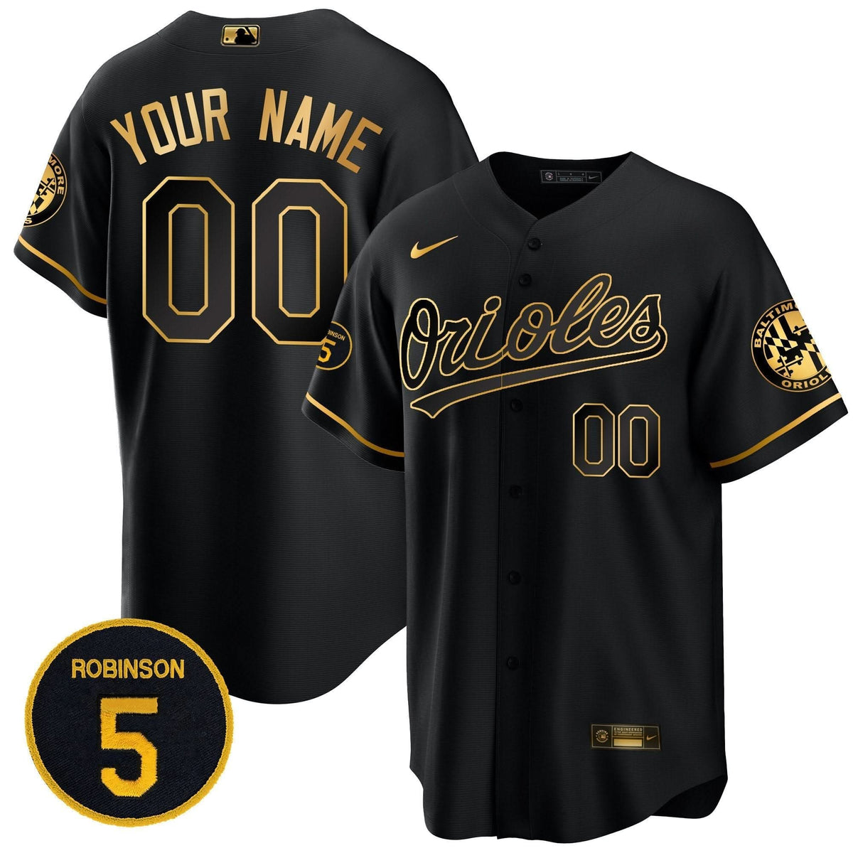 Baltimore Orioles Robinson Patch Cool Base Custom Jersey Stitched