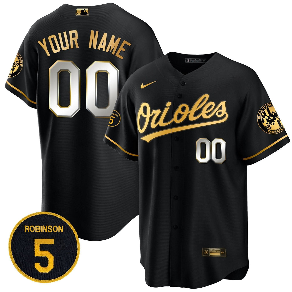 Baltimore Orioles Robinson Patch Cool Base Custom Jersey Stitched