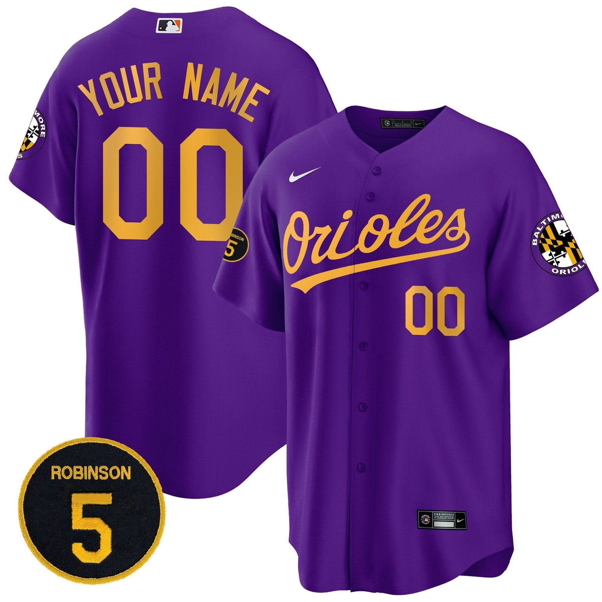 Baltimore Orioles Robinson Patch Cool Base Custom Jersey Stitched