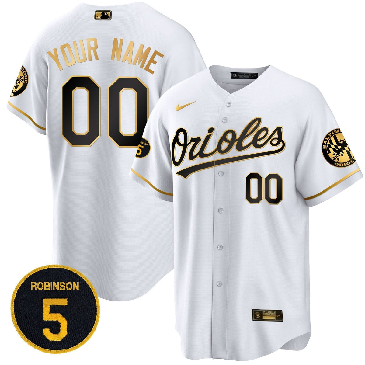Baltimore Orioles Robinson Patch Cool Base Custom Jersey Stitched