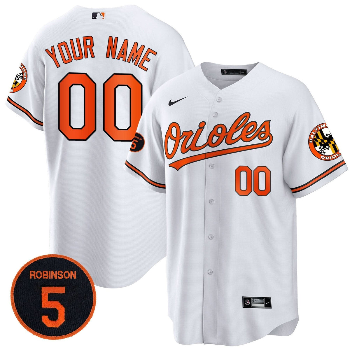 Baltimore Orioles Robinson Patch Cool Base Custom Jersey Stitched