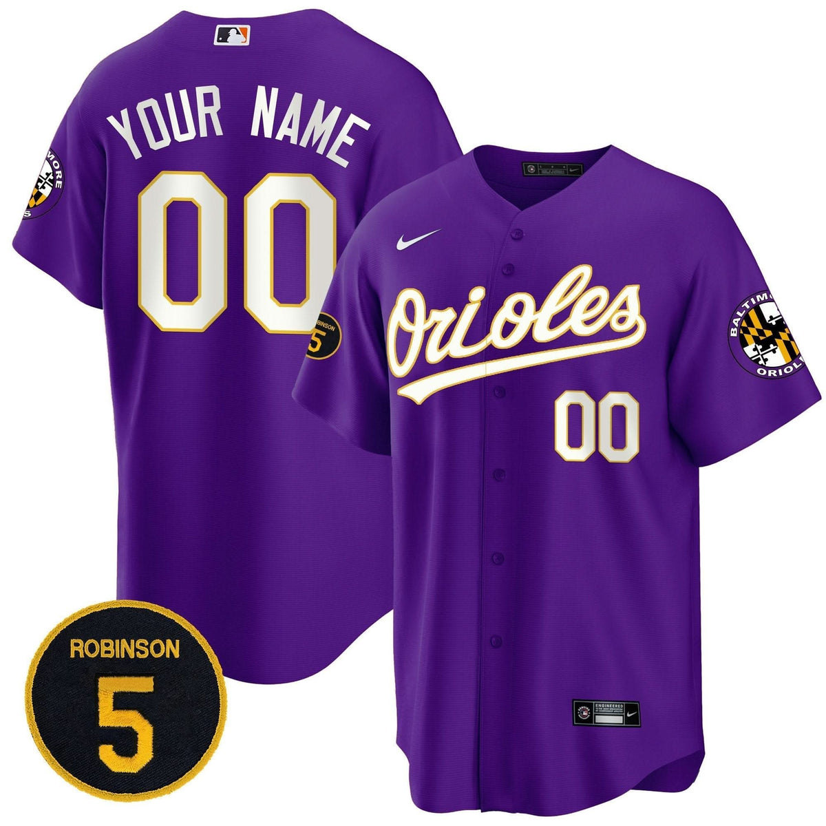 Baltimore Orioles Robinson Patch Cool Base Custom Jersey Stitched