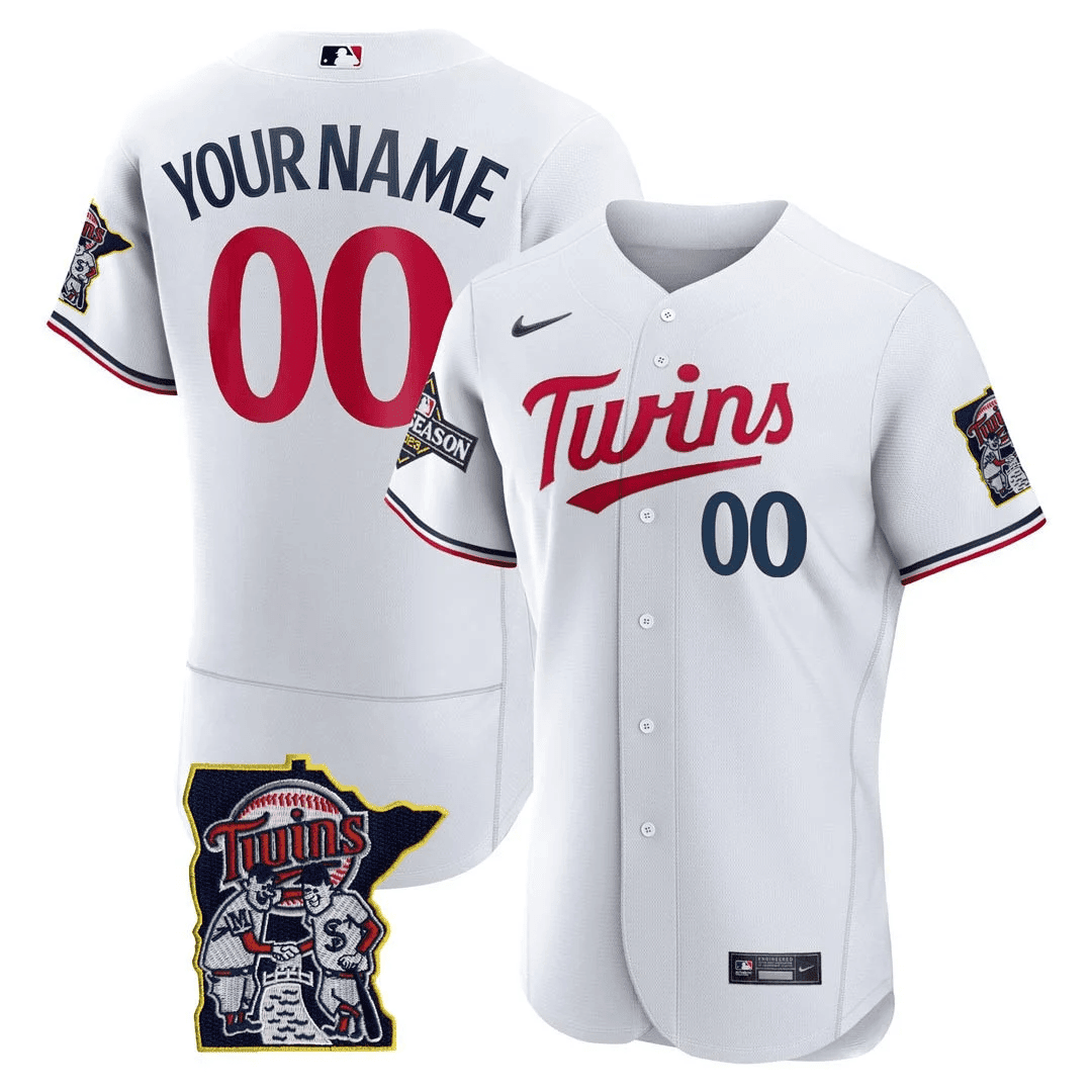 Minnesota Twins Flex Base Postseason Patch Custom Jersey - Stitched